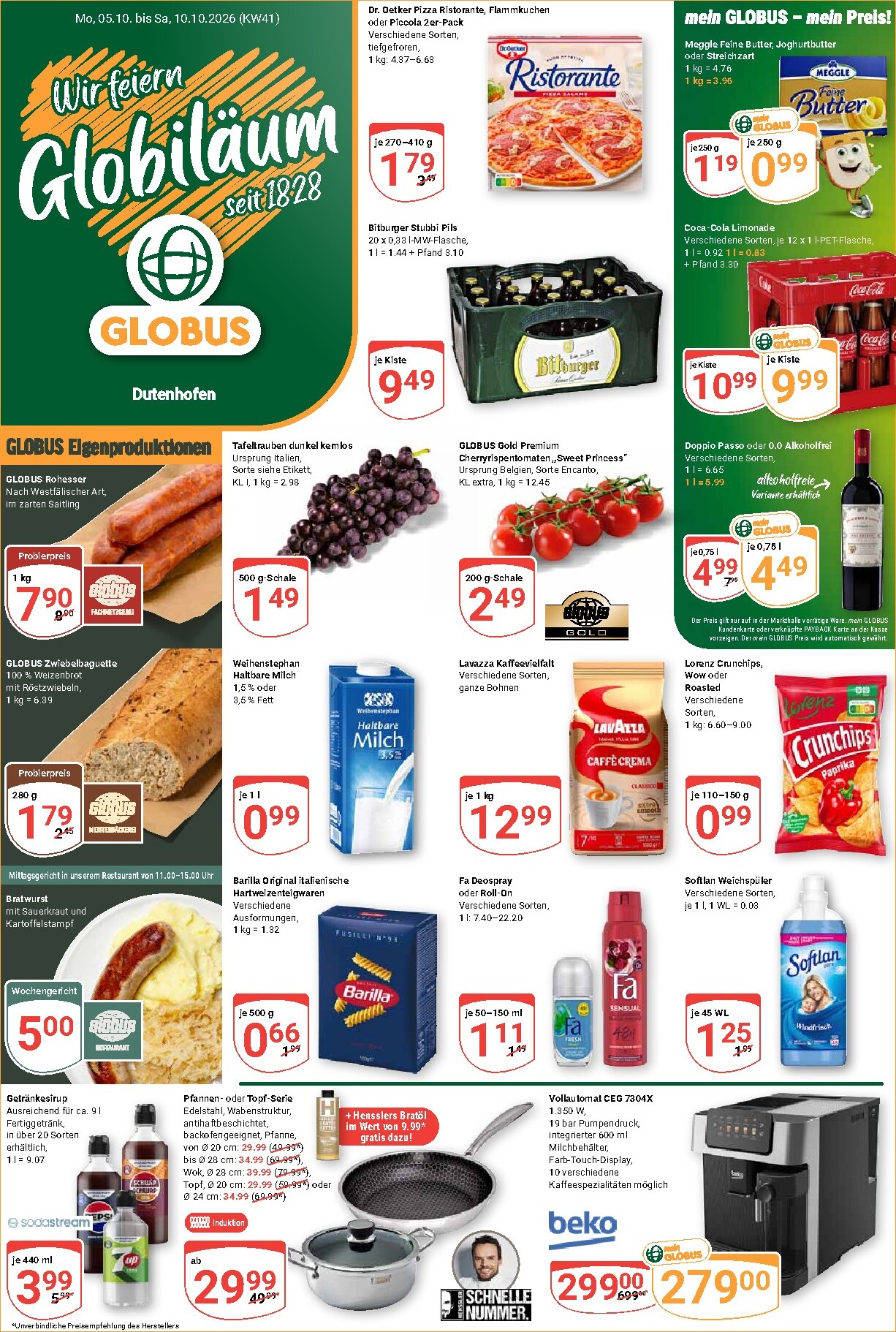 globus - Globus - Dutenhofen Prospekt nächste Woche – von Montag 05.10.2026 bis Samstag 10.10.2026 - page: 1