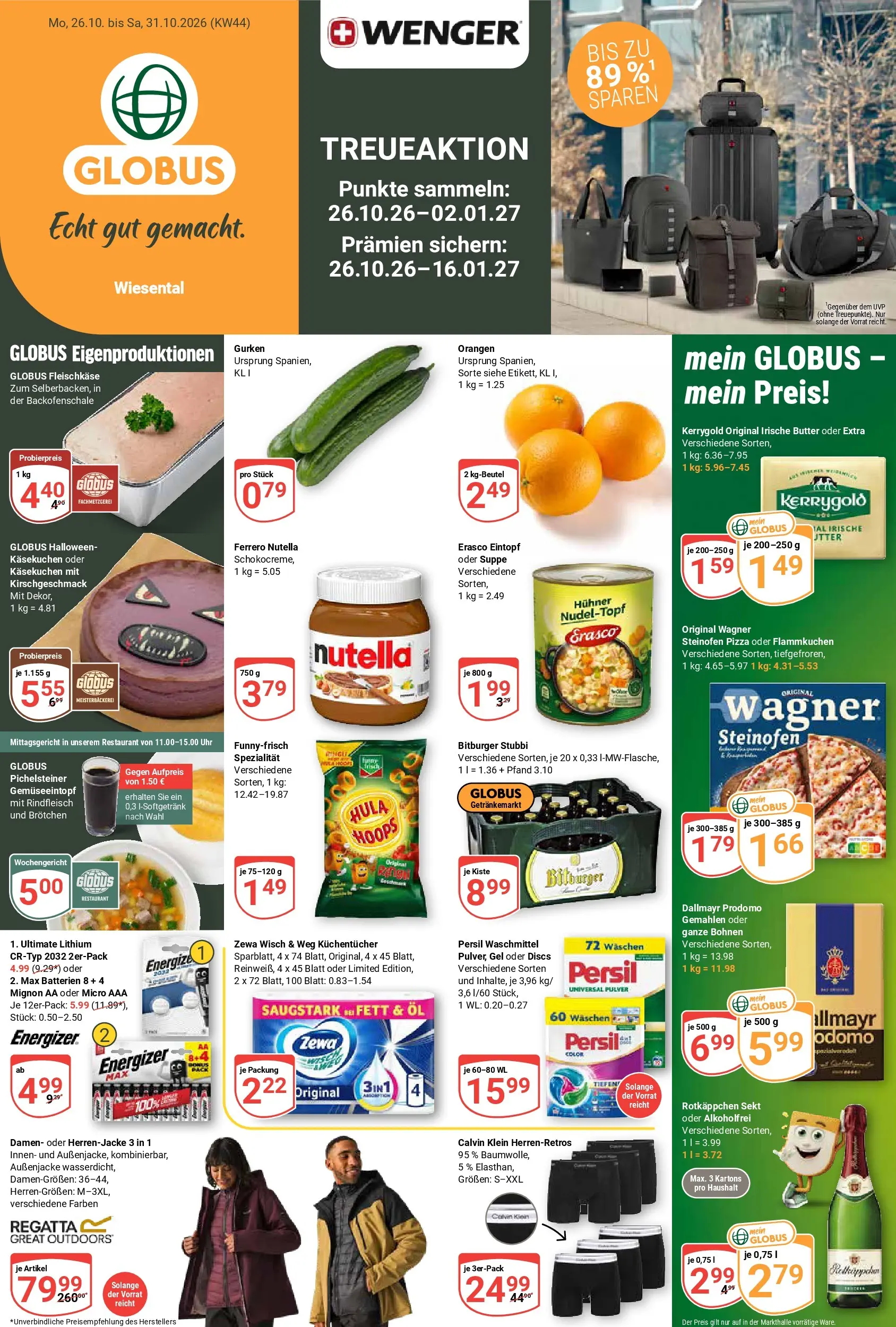 globus - Globus - Wiesental Prospekt nächste Woche – von Montag 26.10.2026 bis Samstag 31.10.2026