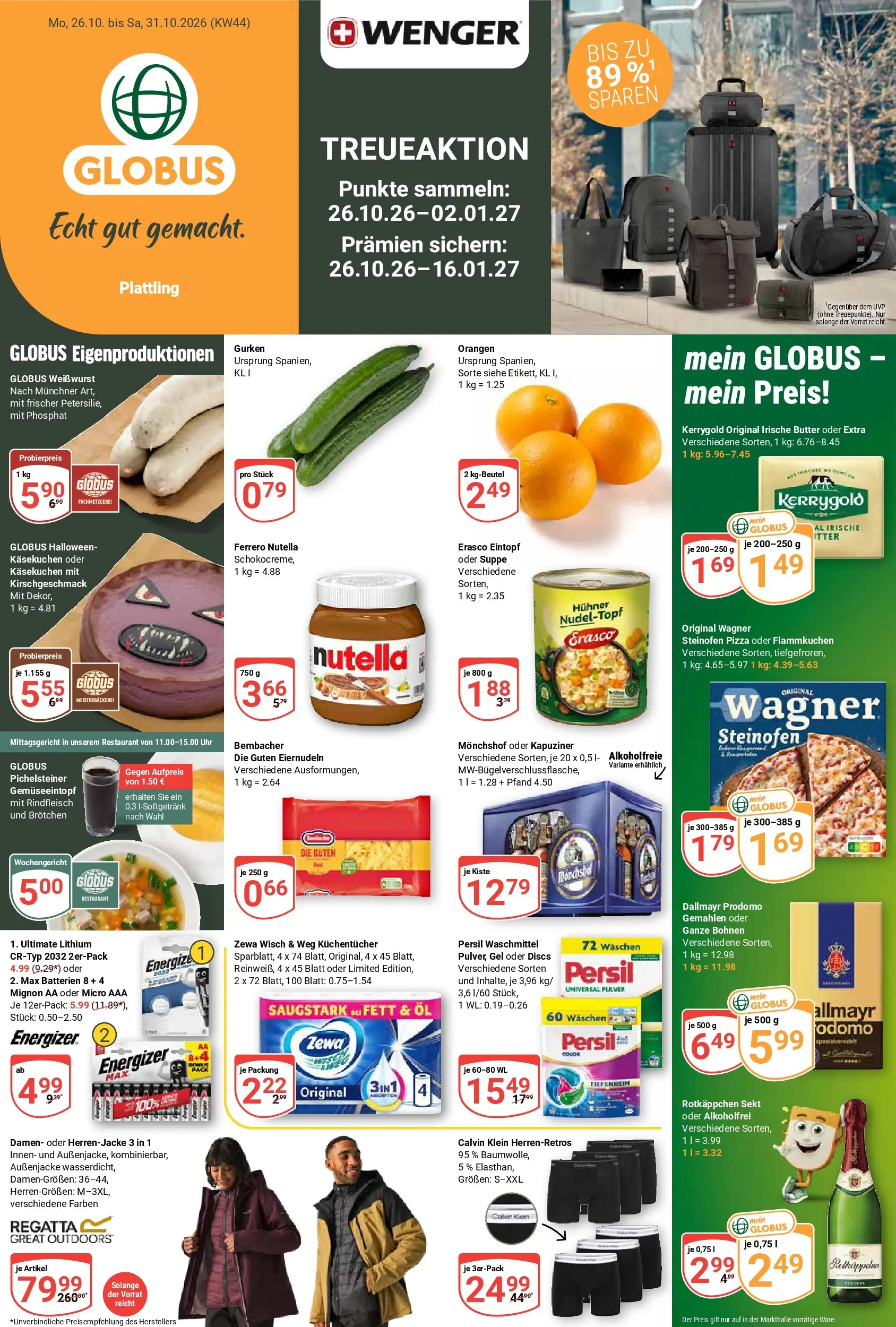 globus - Globus - Plattling Prospekt nächste Woche – von Montag 26.10.2026 bis Samstag 31.10.2026