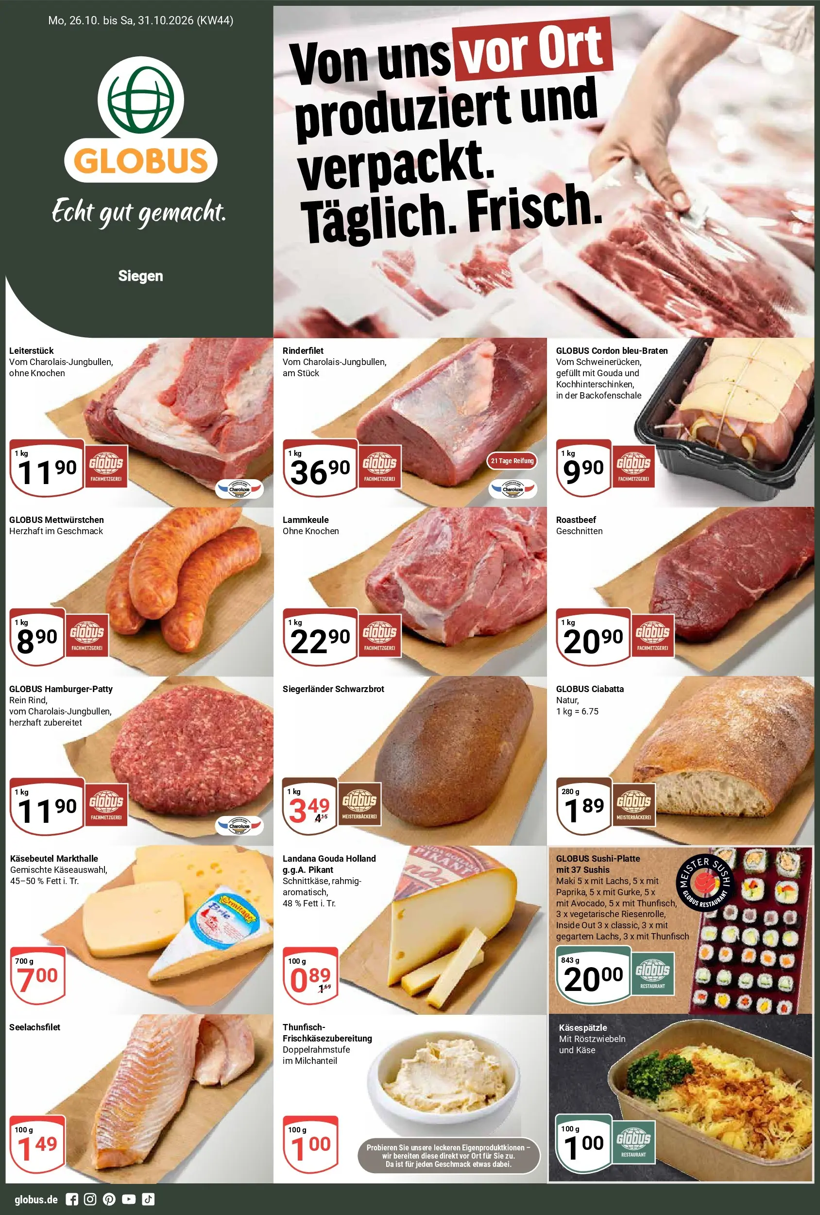 globus - Globus - Siegen Prospekt nächste Woche – von Montag 26.10.2026 bis Samstag 31.10.2026
