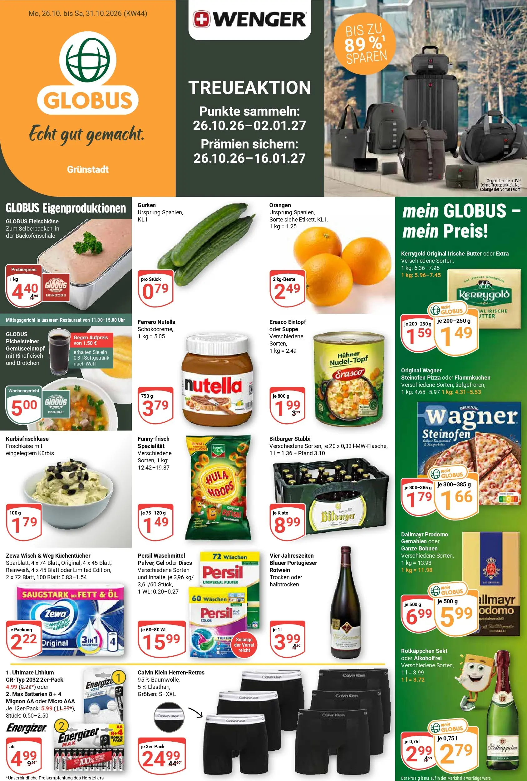 globus - Globus - Grünstadt Prospekt nächste Woche – von Montag 26.10.2026 bis Samstag 31.10.2026