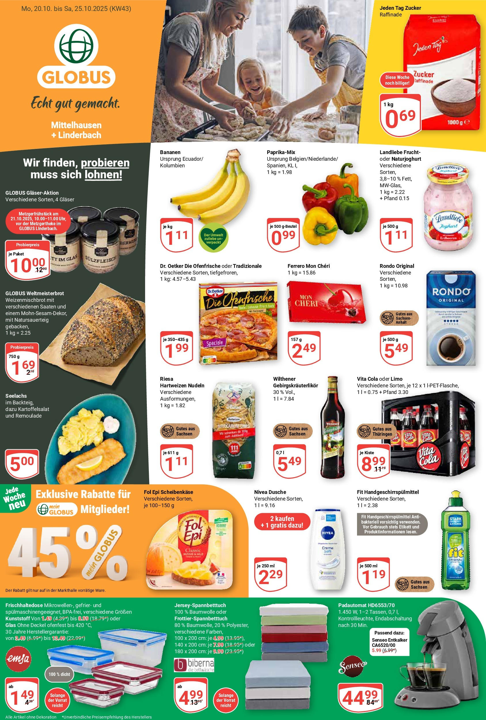 globus - Globus - Mittelhausen, Linderbach-Prospekt gültig vom 20.10. bis 25.10.