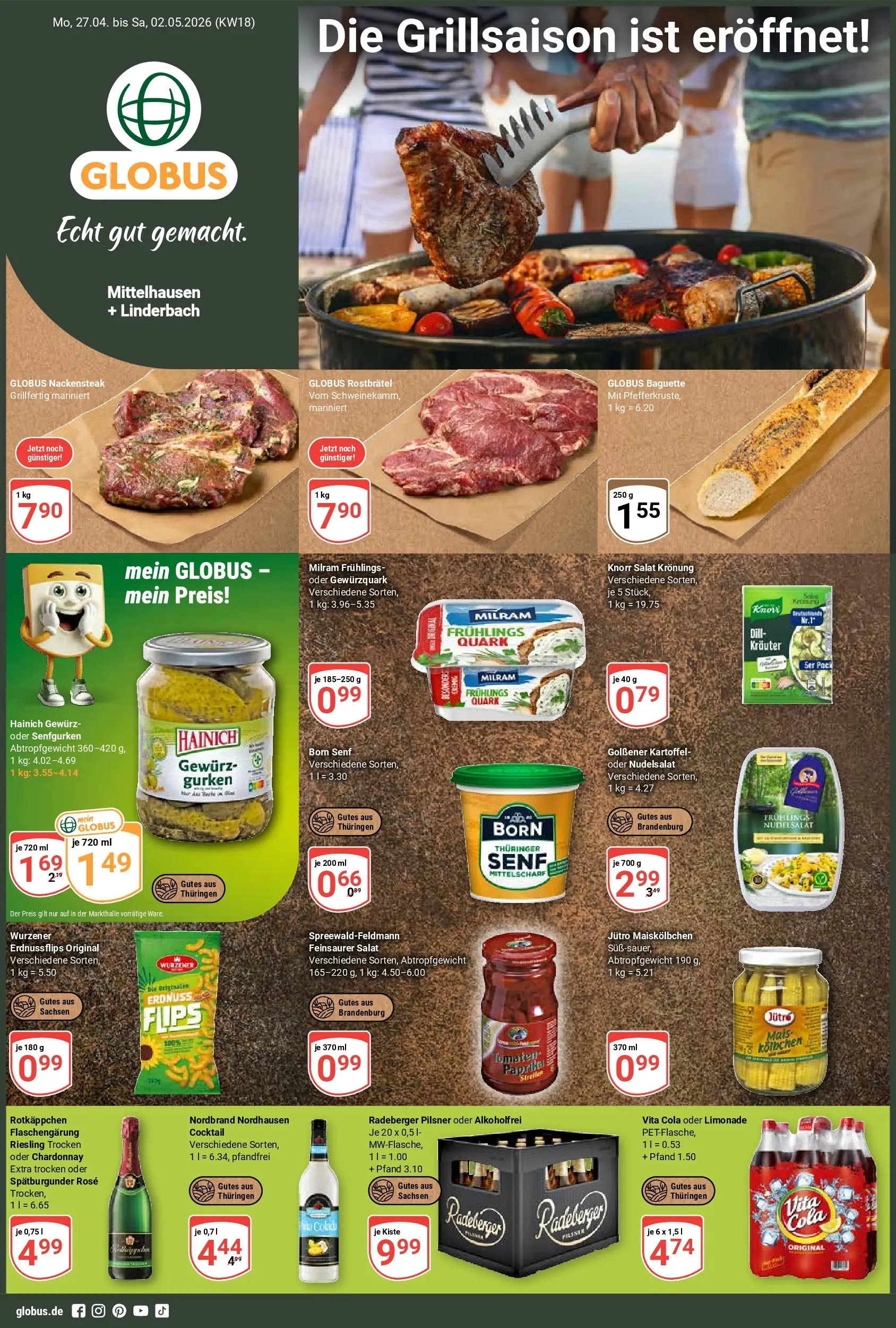 globus - Globus - Mittelhausen + Linderbach Prospekt nächste Woche – von Montag 27.04.2026 bis Samstag 02.05.2026