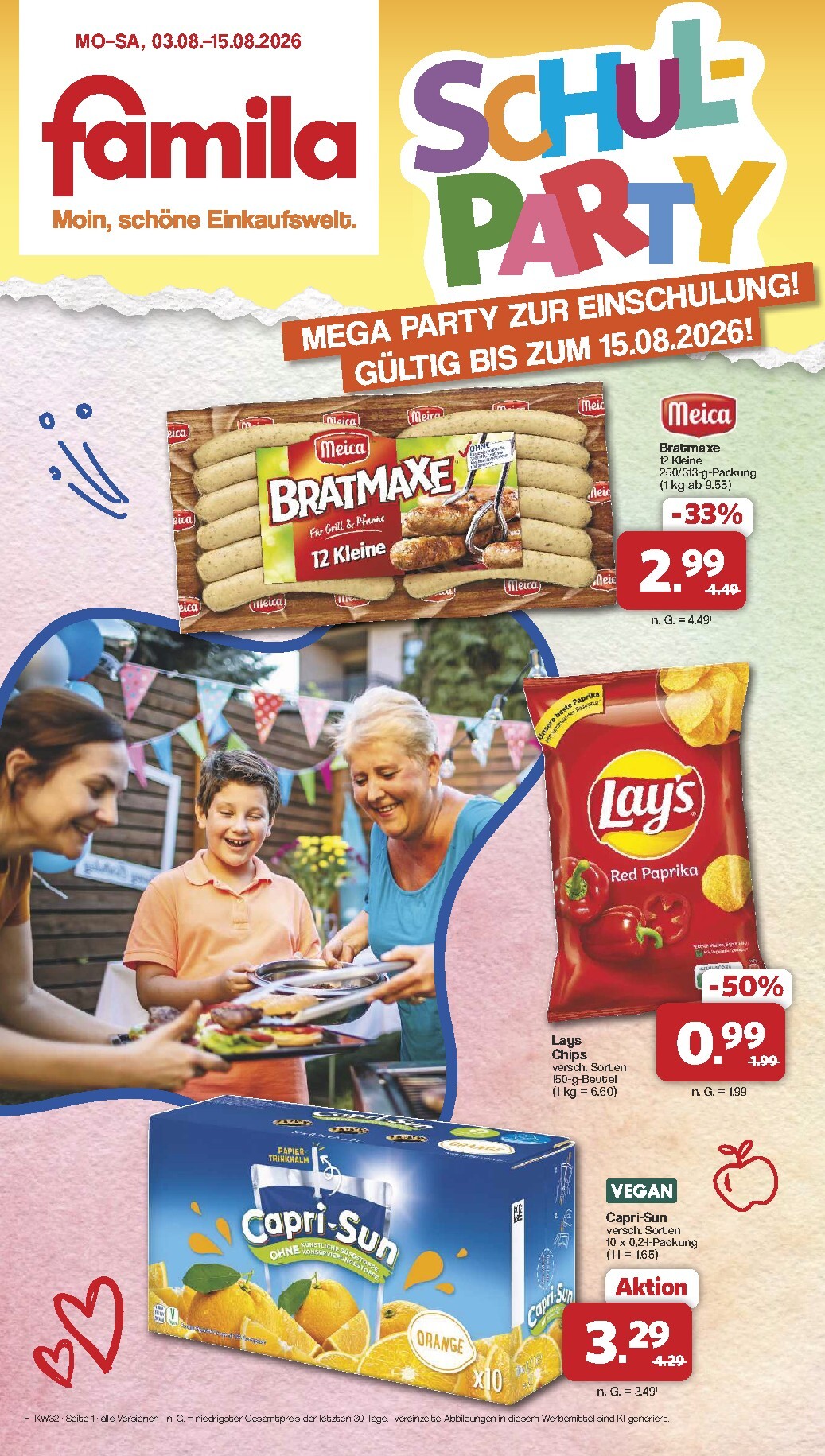 famila-nordwest - Famila Nordwest - Schulparty Prospekt nächste Woche – von Montag 03.08.2026 bis Samstag 15.08.2026 - page: 1