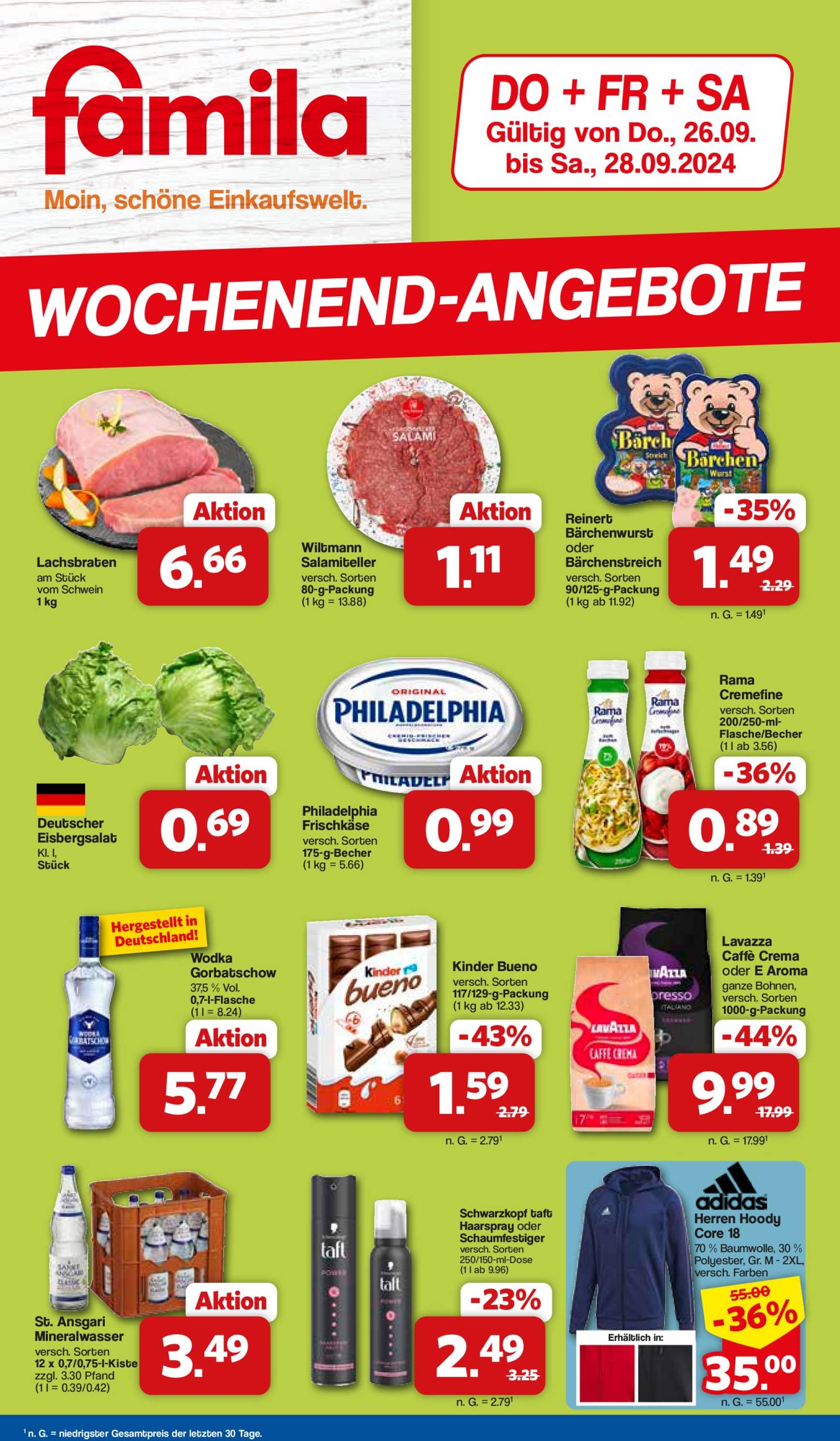 famila-nordwest - Famila Nordwest - Wochenend-Angebote-Prospekt gültig ab 26.09. - 28.09. - page: 1