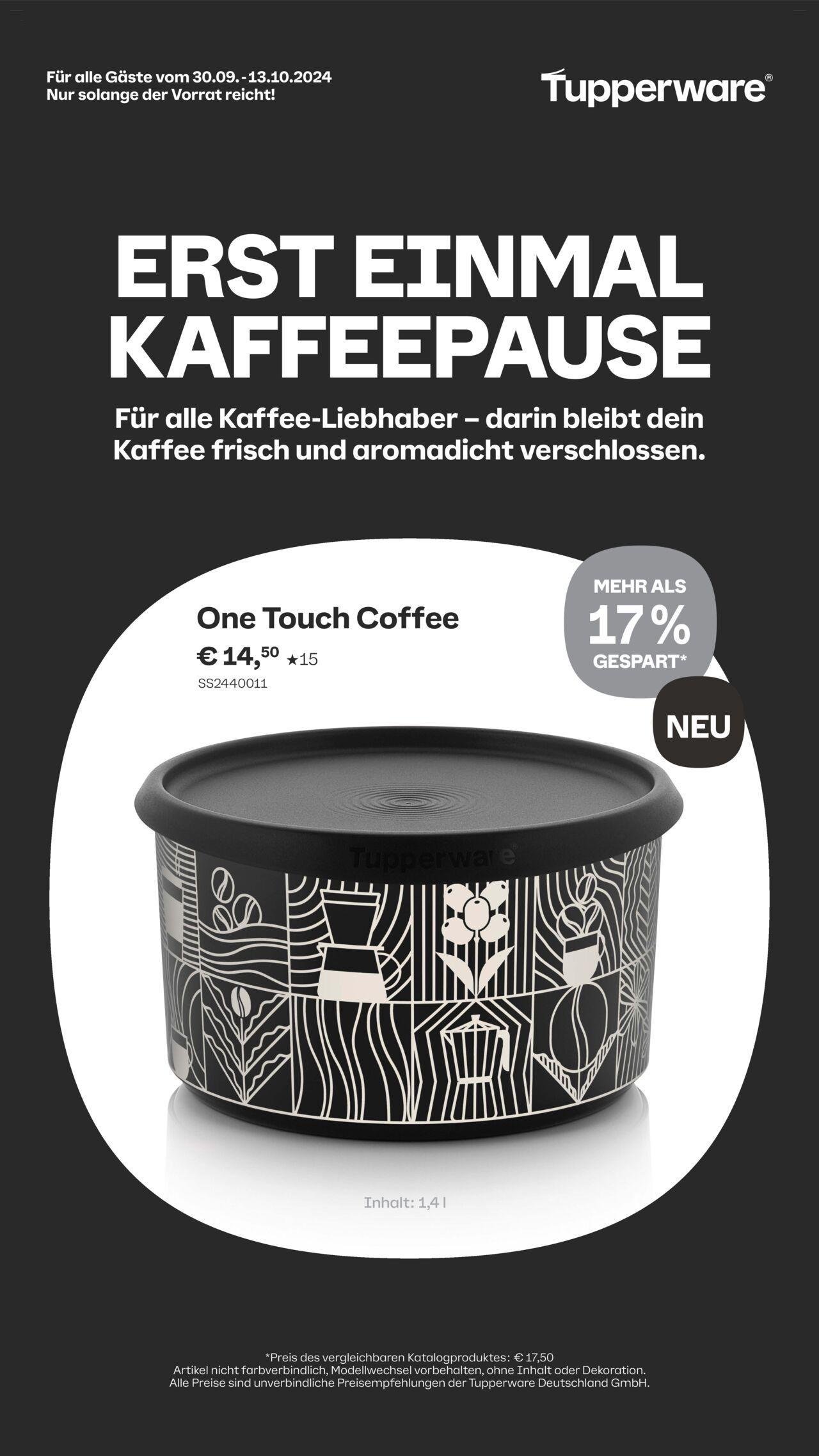 tupperware - Tupperware Angebote One Touch Coffee Oktober 2024 » Prospekt Online 30.09.2024 - 13.10.2024