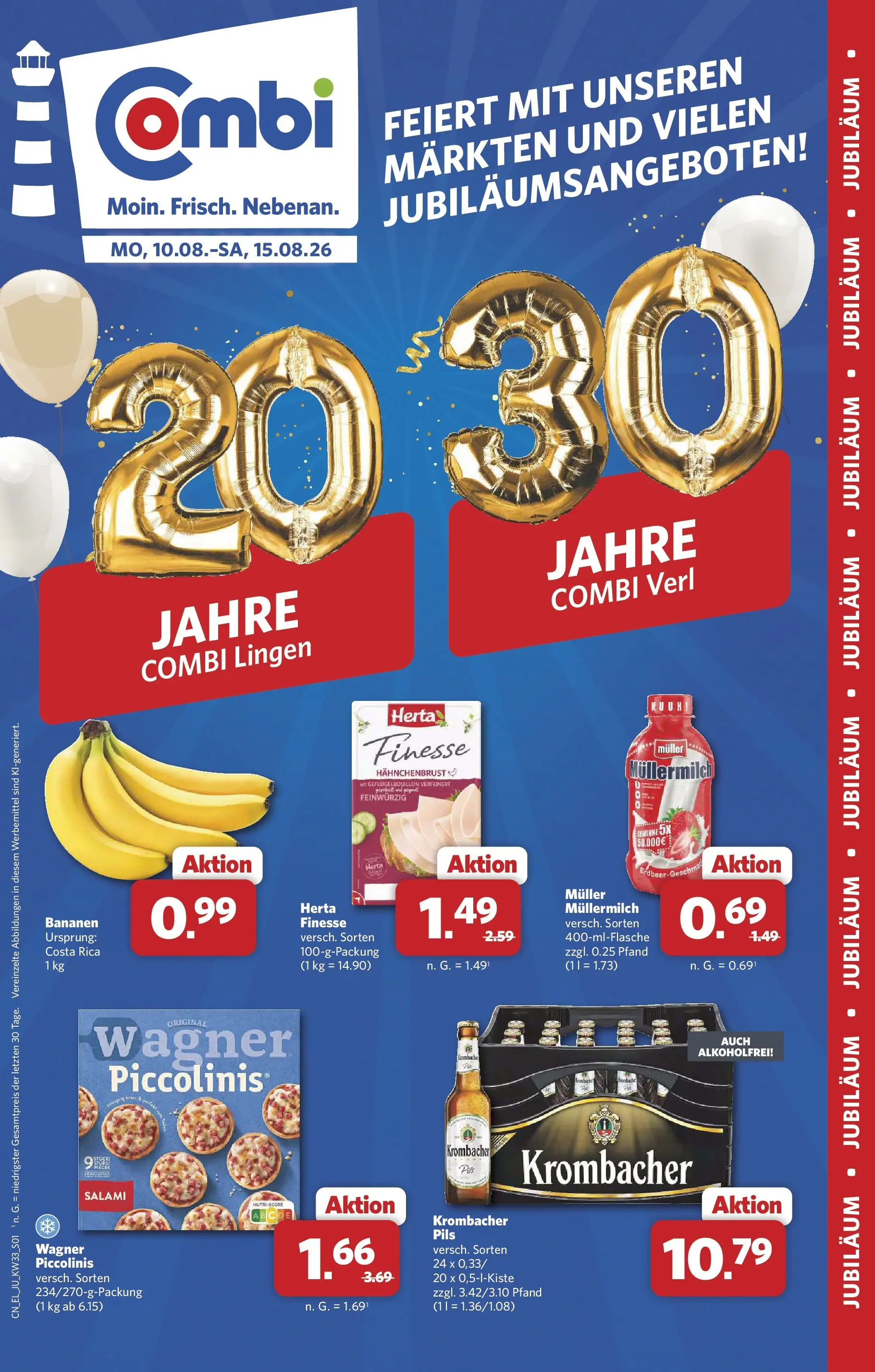 combi - Combi Jubiläum Prospekt – von Montag 10.08.2026 bis Samstag 15.08.2026