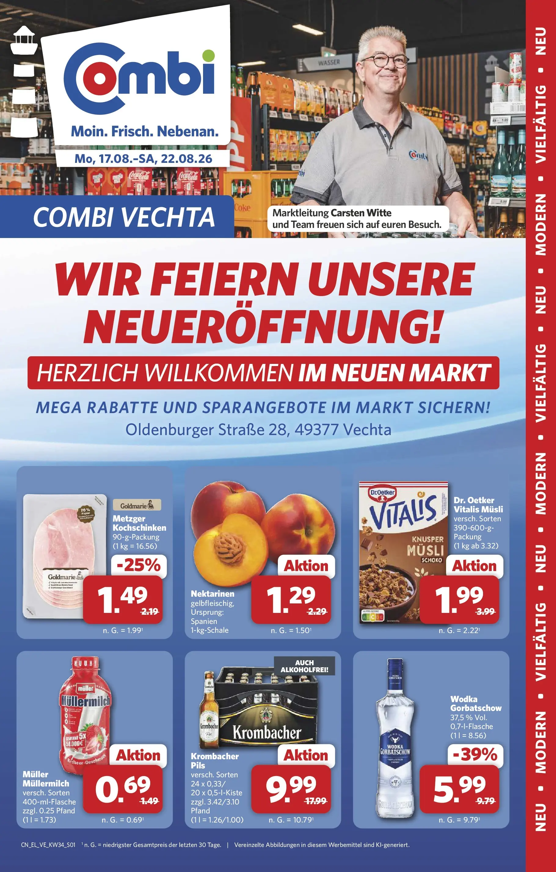 combi - Combi Wir feiern unsere Neueröffnung Prospekt – von Montag 17.08.2026 bis Samstag 22.08.2026