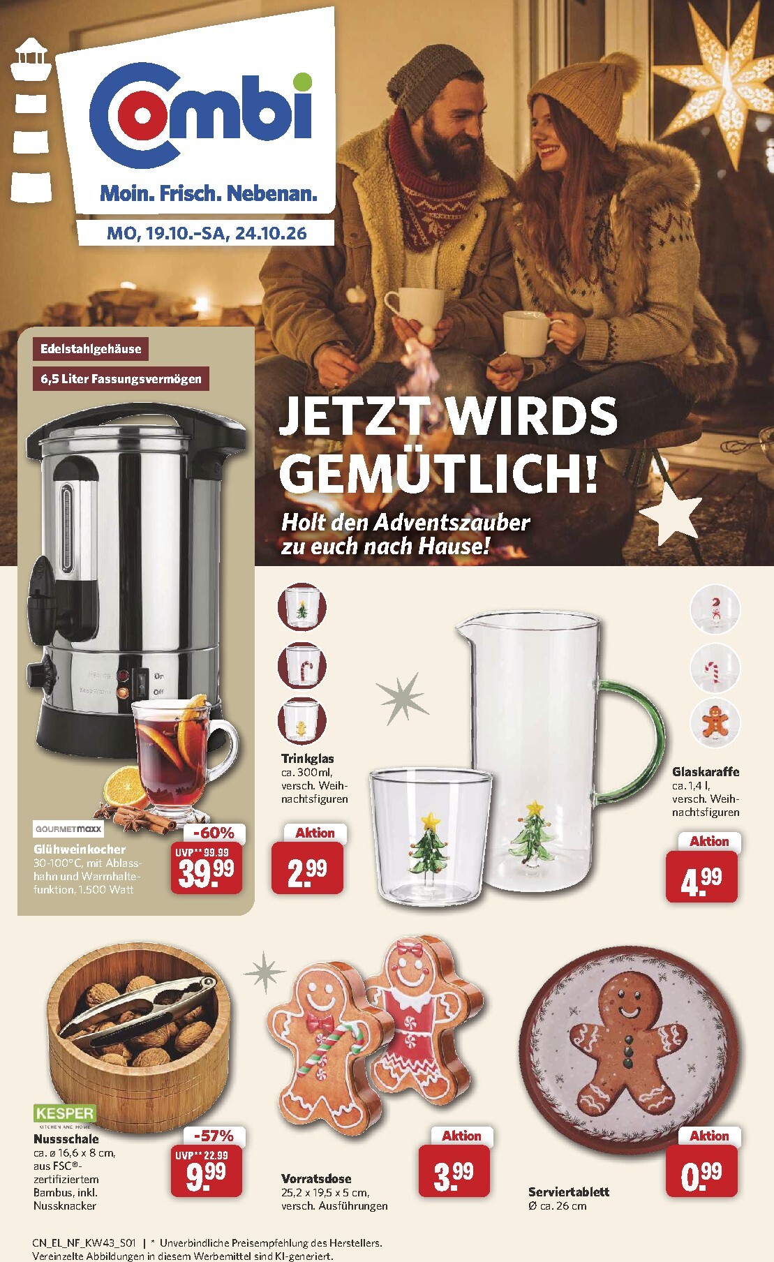 combi - Combi - Jetzt wirds gemütlich Prospekt nächste Woche – von Montag 19.10.2026 bis Samstag 24.10.2026