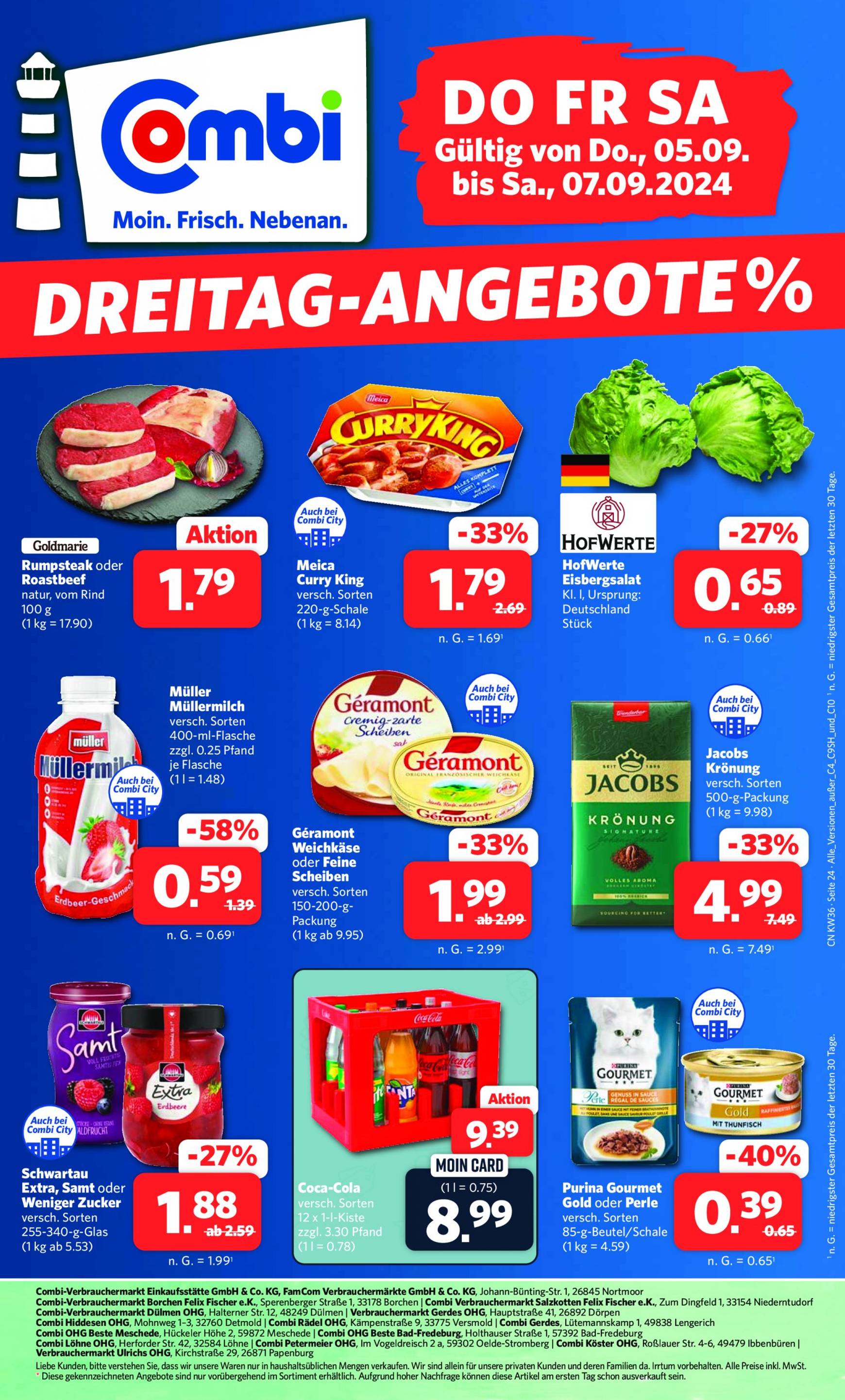 combi - Combi - Dreitag Angebote-Prospekt gültig ab 05.09. - 07.09. - page: 1