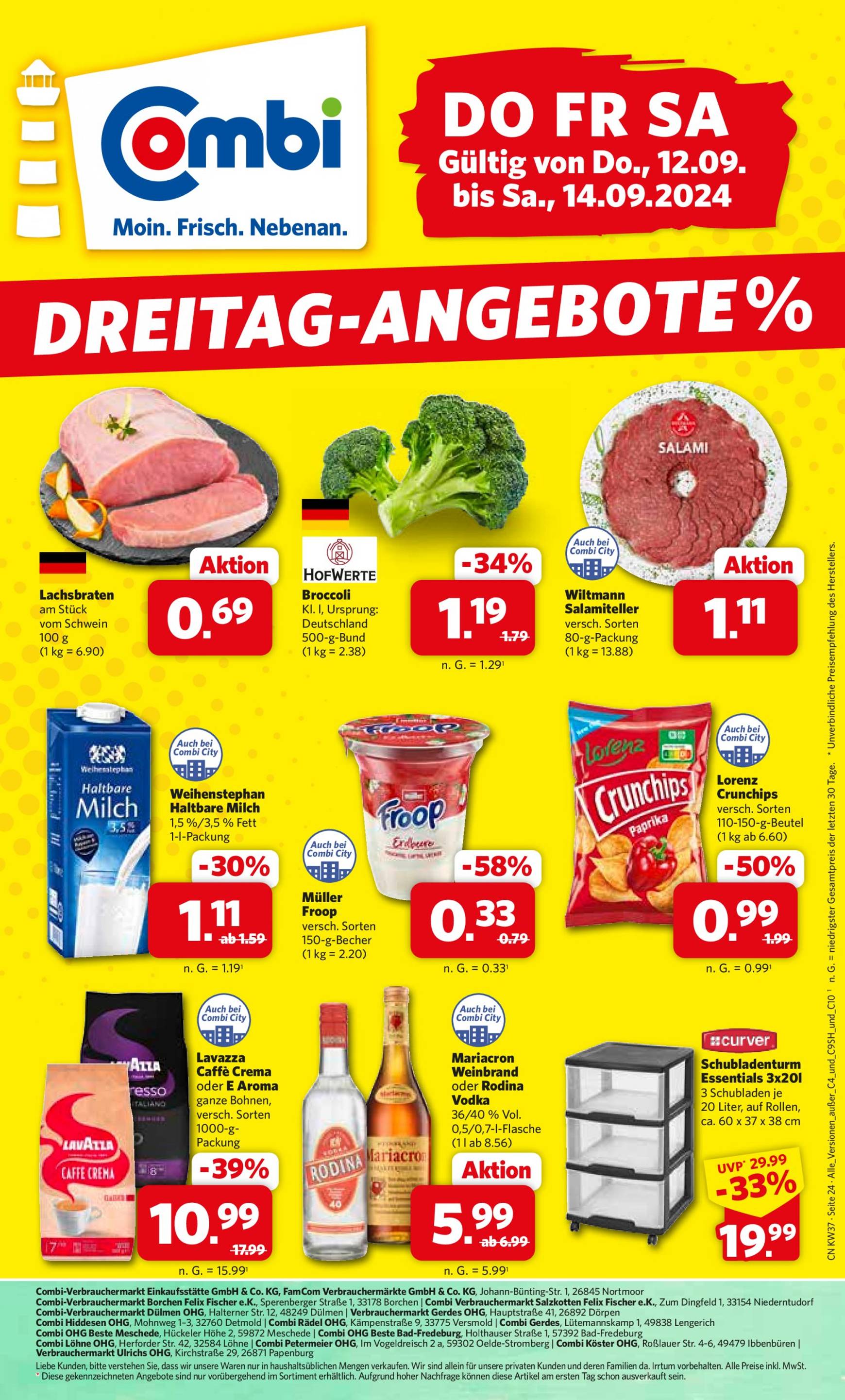 combi - Combi - Dreitag Angebote-Prospekt gültig ab 12.09. - 14.09.