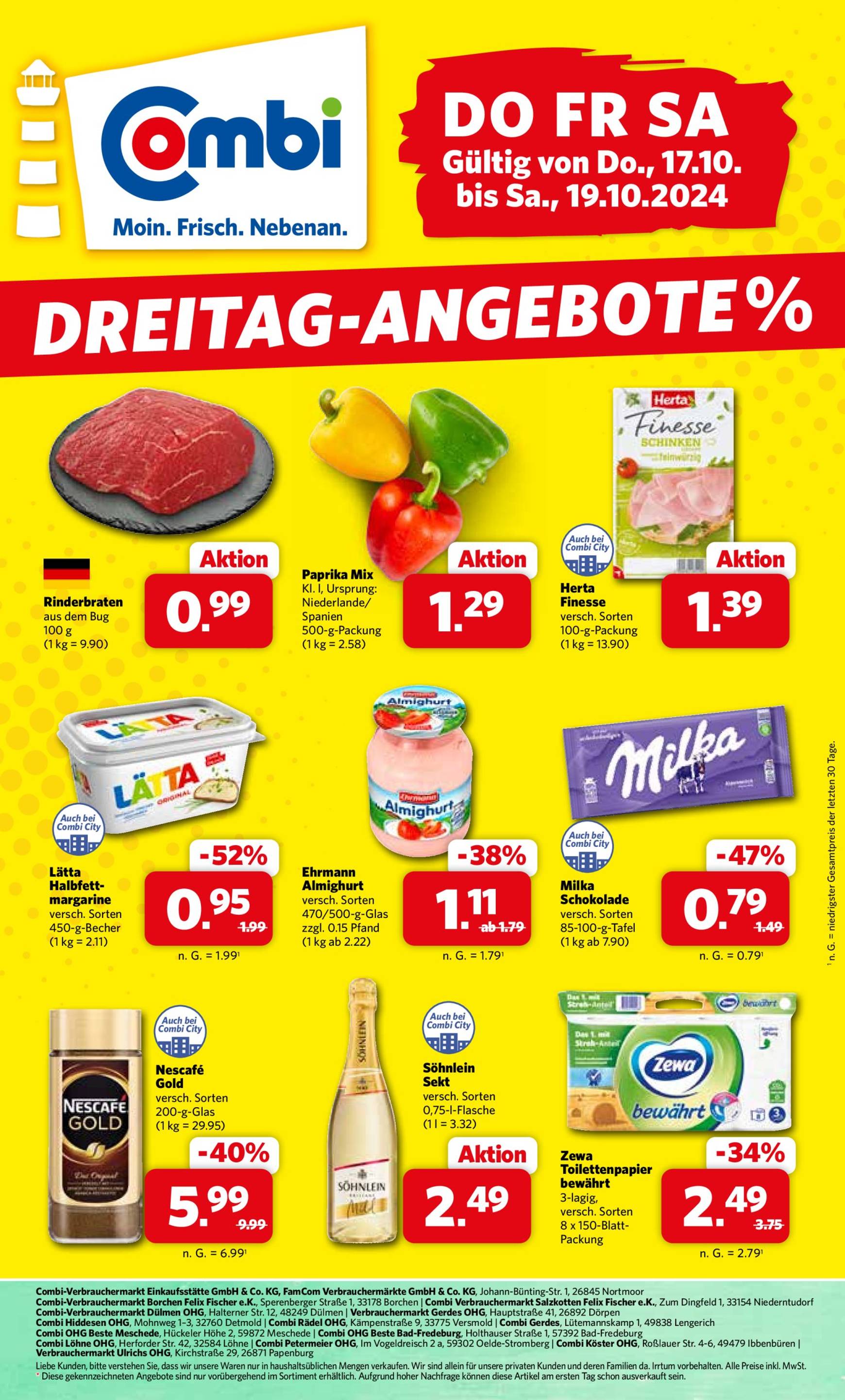 combi - Combi - Dreitag Angebote-Prospekt gültig von 17.10. bis 19.10.