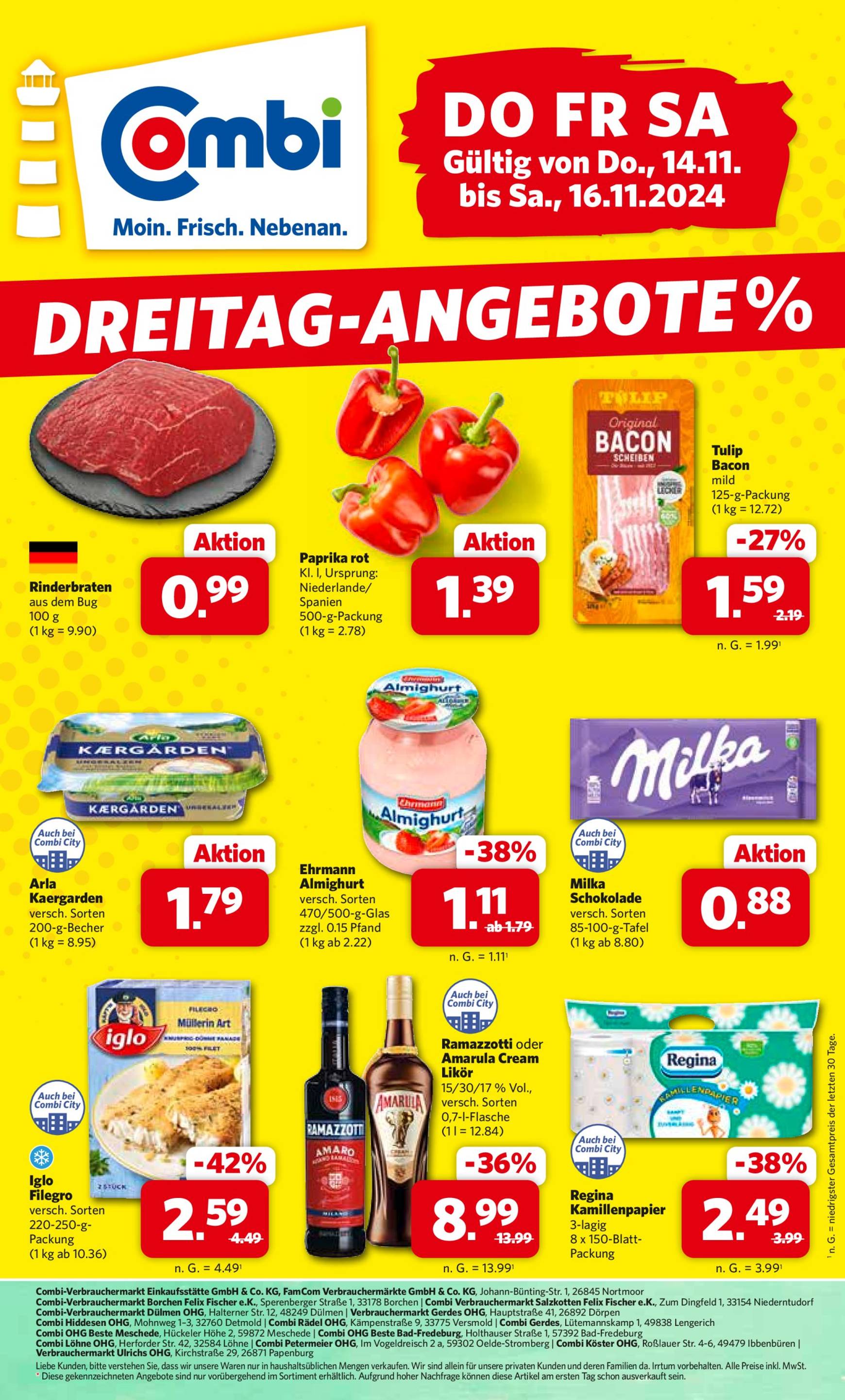 combi - Combi - Dreitag Angebote-Prospekt gültig von 14.11. bis 16.11.