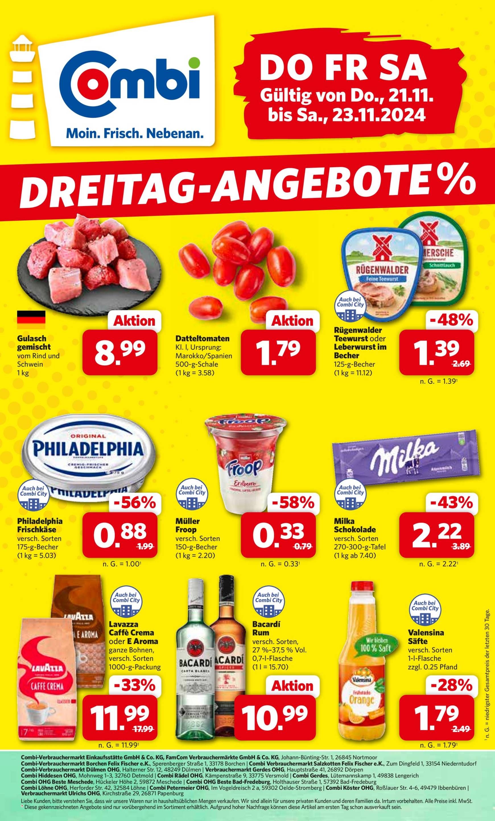 combi - Combi - Dreitag Angebote-Prospekt gültig von 21.11. bis 23.11.