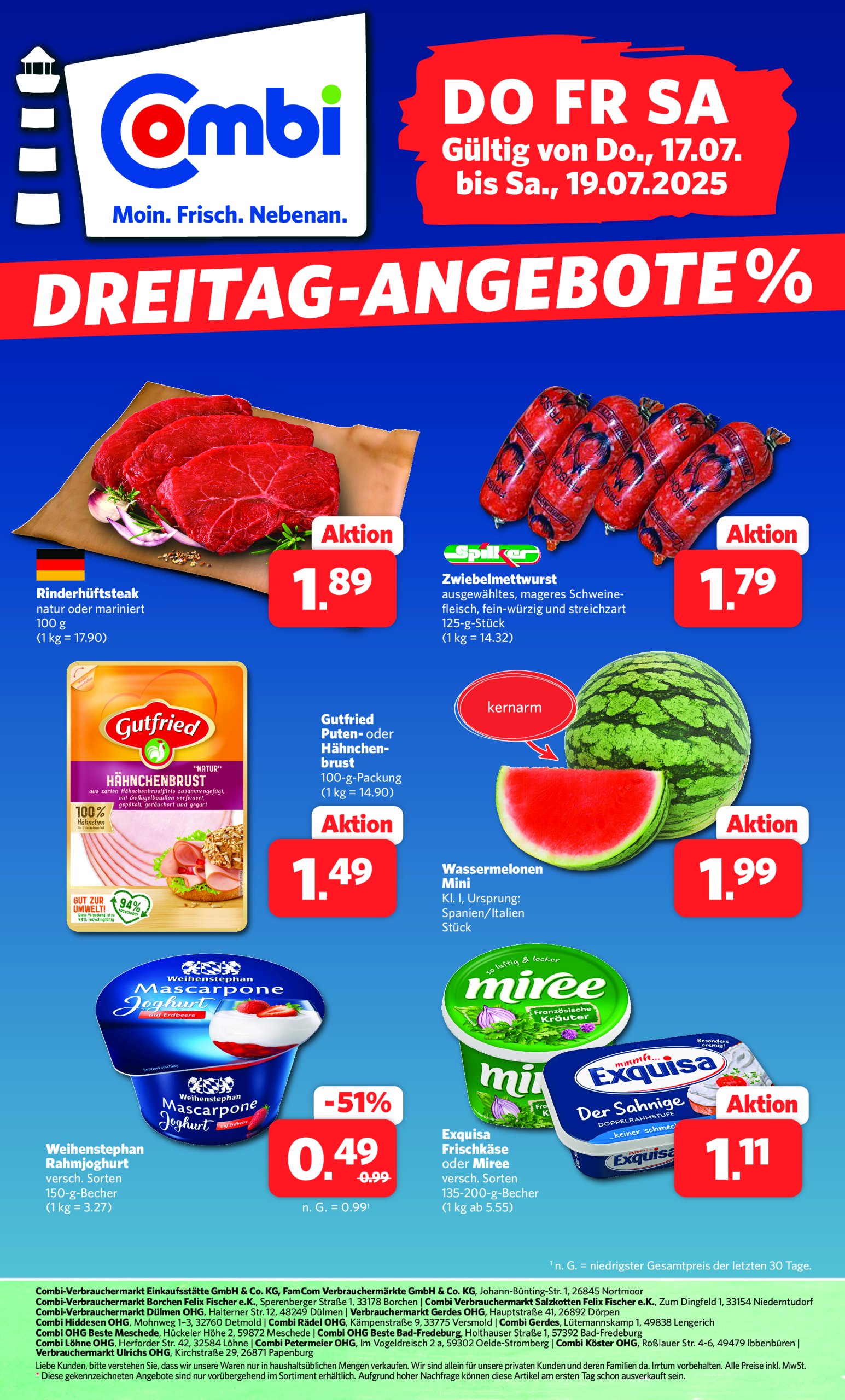 combi - Combi - Dreitag Angebote-Prospekt gültig vom 17.07. bis 19.07.