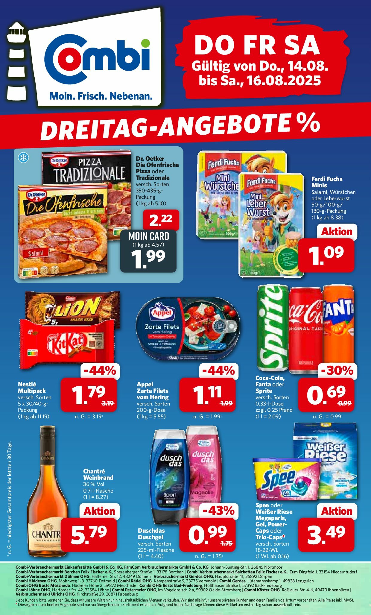 combi - Combi - Dreitag Angebote-Prospekt gültig vom 14.08. bis 16.08.