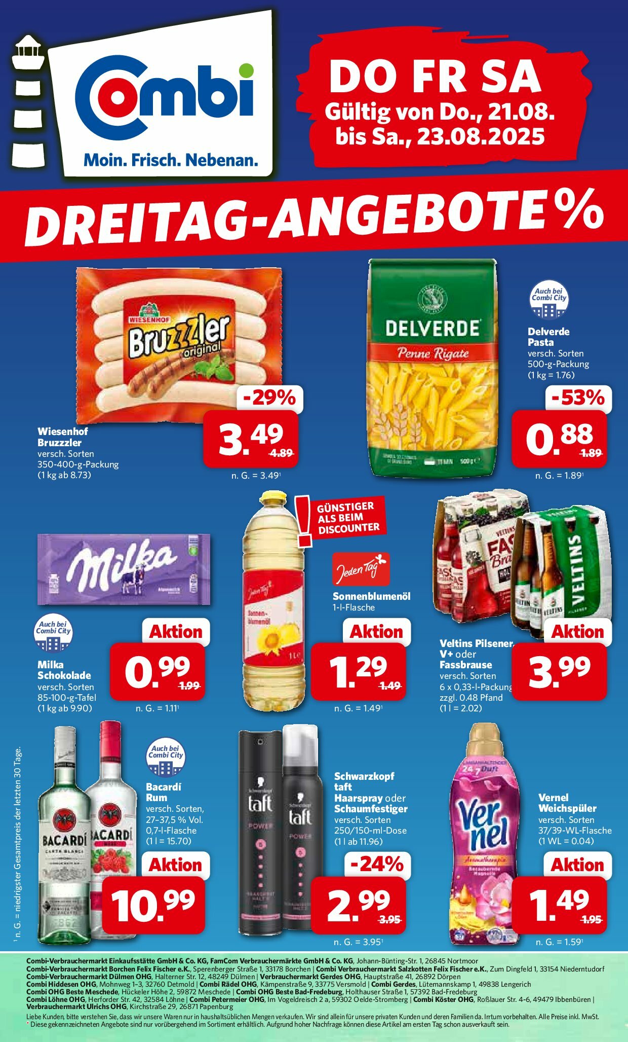 combi - Combi - Dreitag Angebote-Prospekt gültig vom 21.08. bis 23.08.