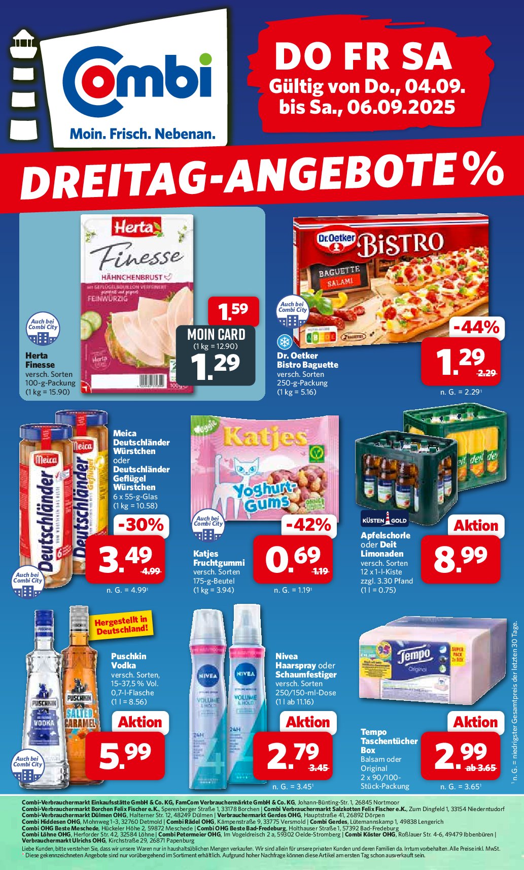 combi - Combi - Dreitag Angebote-Prospekt gültig vom 04.09. bis 06.09. - page: 1
