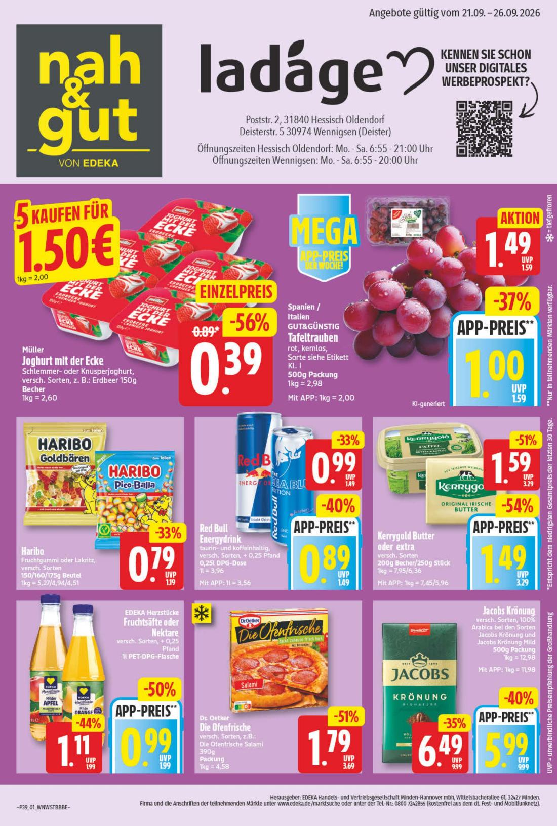 np - NP - Edeka - Hessisch Oldendorf, Wennigsen Prospekt nächste Woche – von Montag 21.09.2026 bis Samstag 26.09.2026