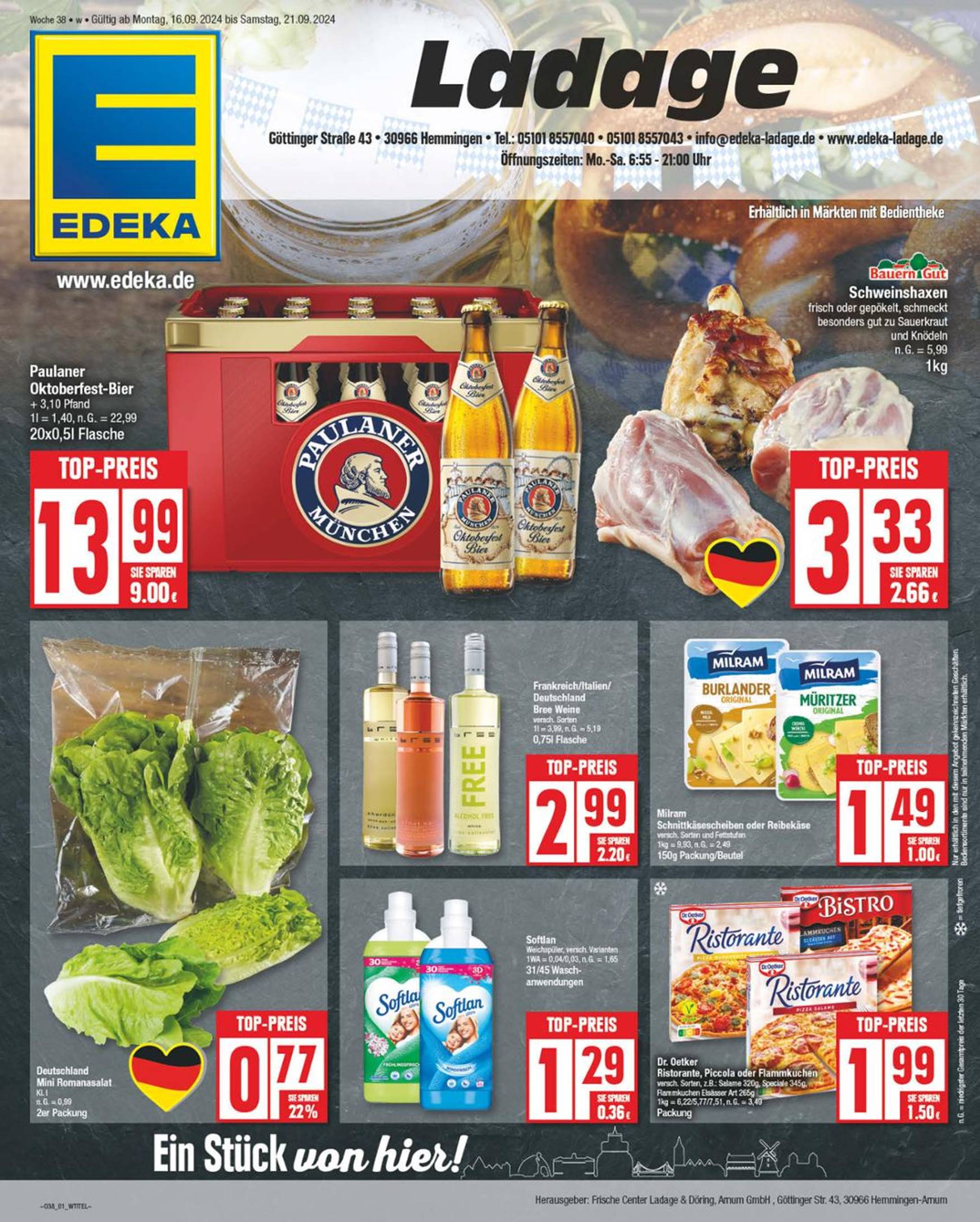 np - NP - Edeka - Hemmingen-Prospekt gültig ab 16.09. - 21.09. - page: 1