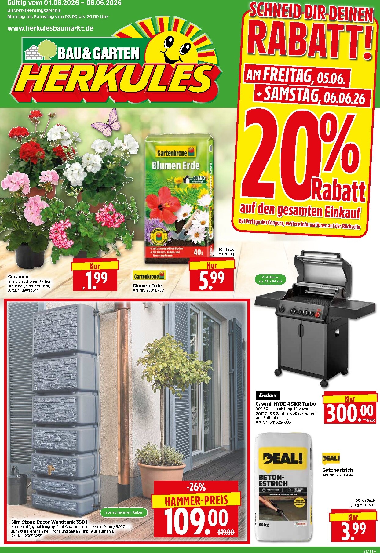 herkules - Herkules - Bau & Garten Prospekt nächste Woche – von Montag 01.06.2026 bis Samstag 06.06.2026