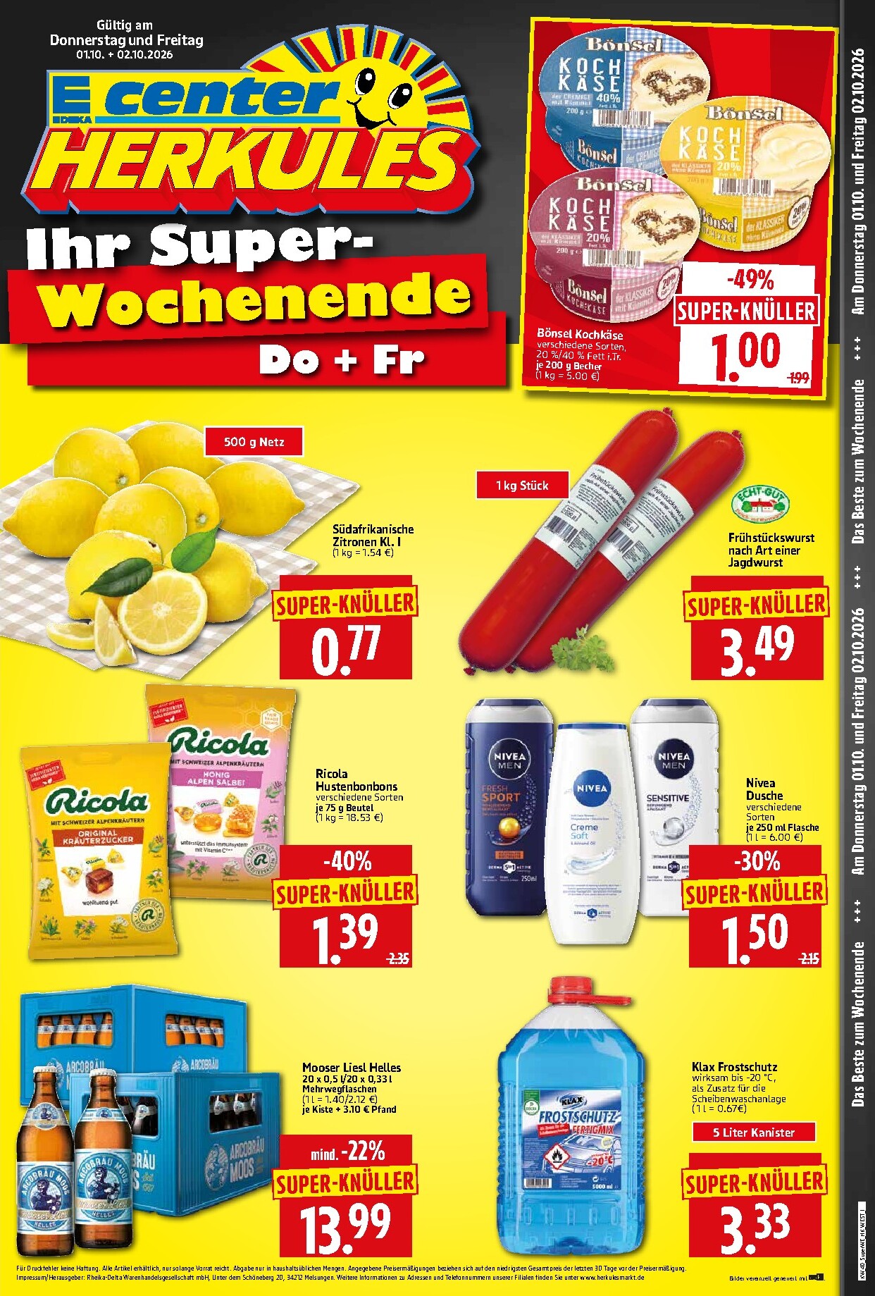 herkules - Herkules - Wochenende Prospekt nächste Woche – von Donnerstag 01.10.2026 bis Freitag 02.10.2026