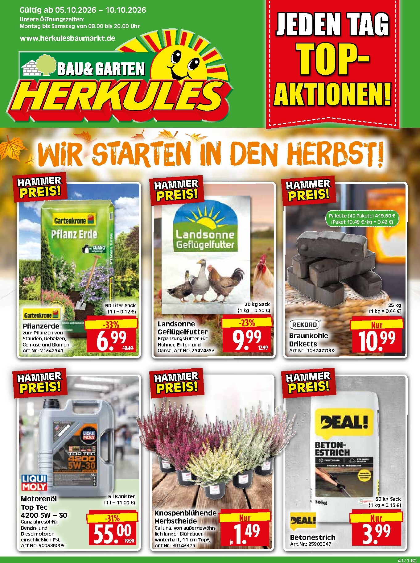 herkules - Herkules - Bau & Garten Prospekt nächste Woche – von Montag 05.10.2026 bis Samstag 10.10.2026