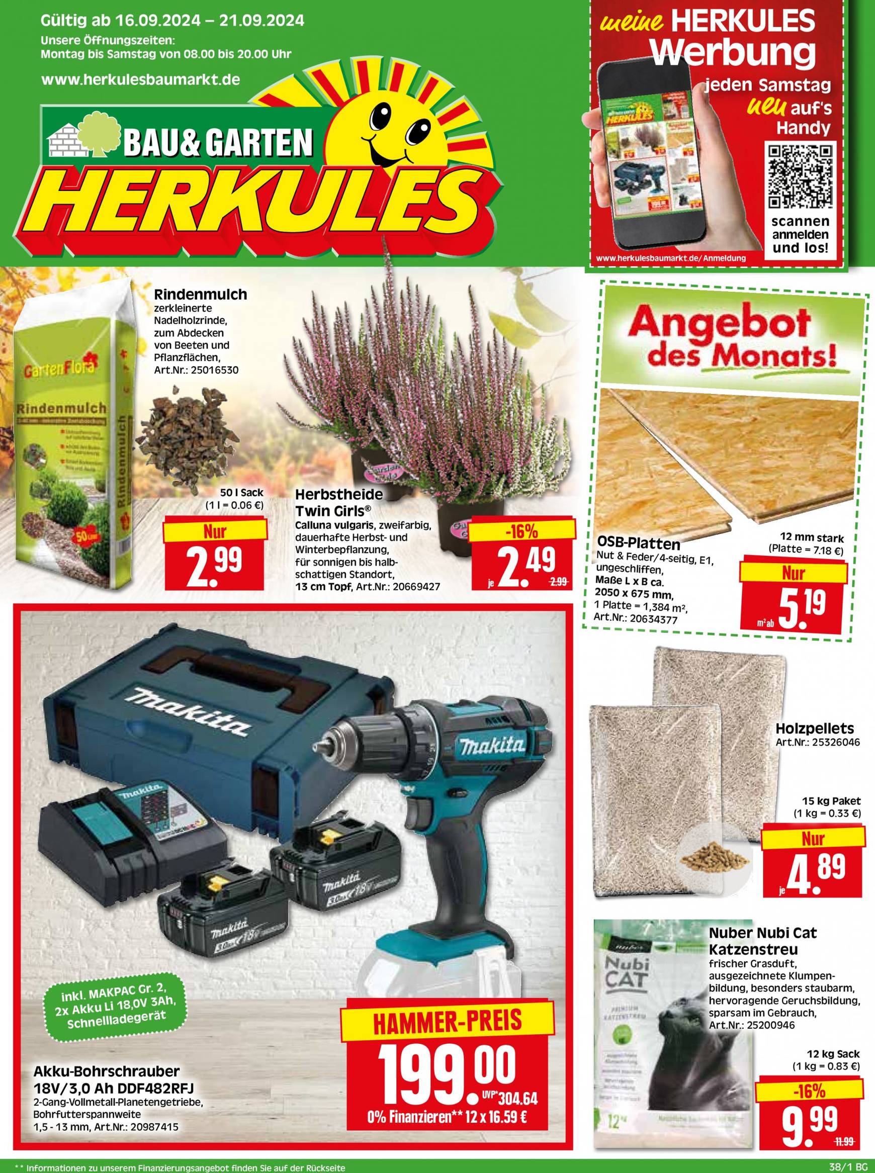 herkules - Herkules - Bau und Garten-Prospekt gültig ab 16.09. - 21.09. - page: 1