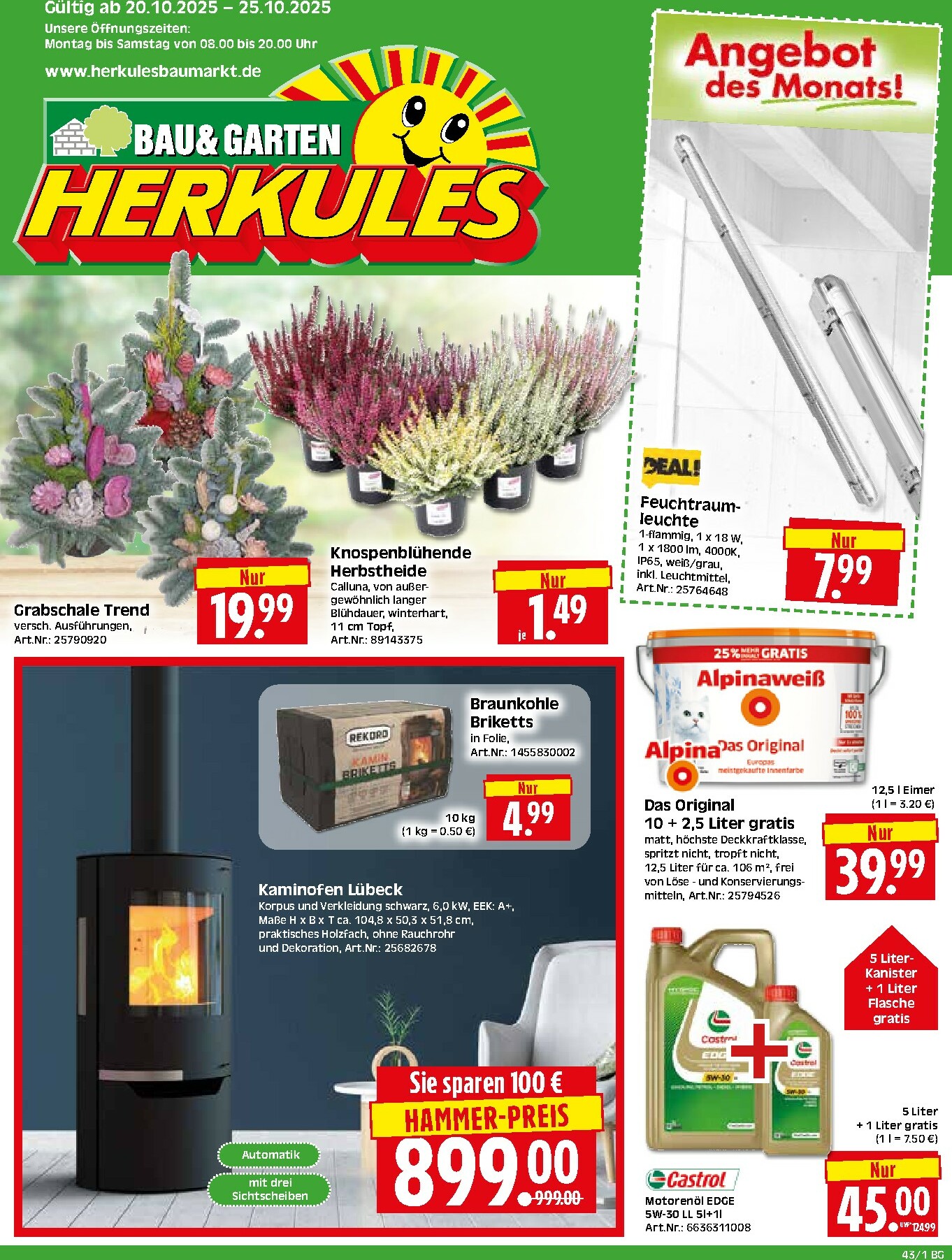 herkules - Herkules - Bau & Garten-Prospekt gültig vom 20.10. bis 25.10.