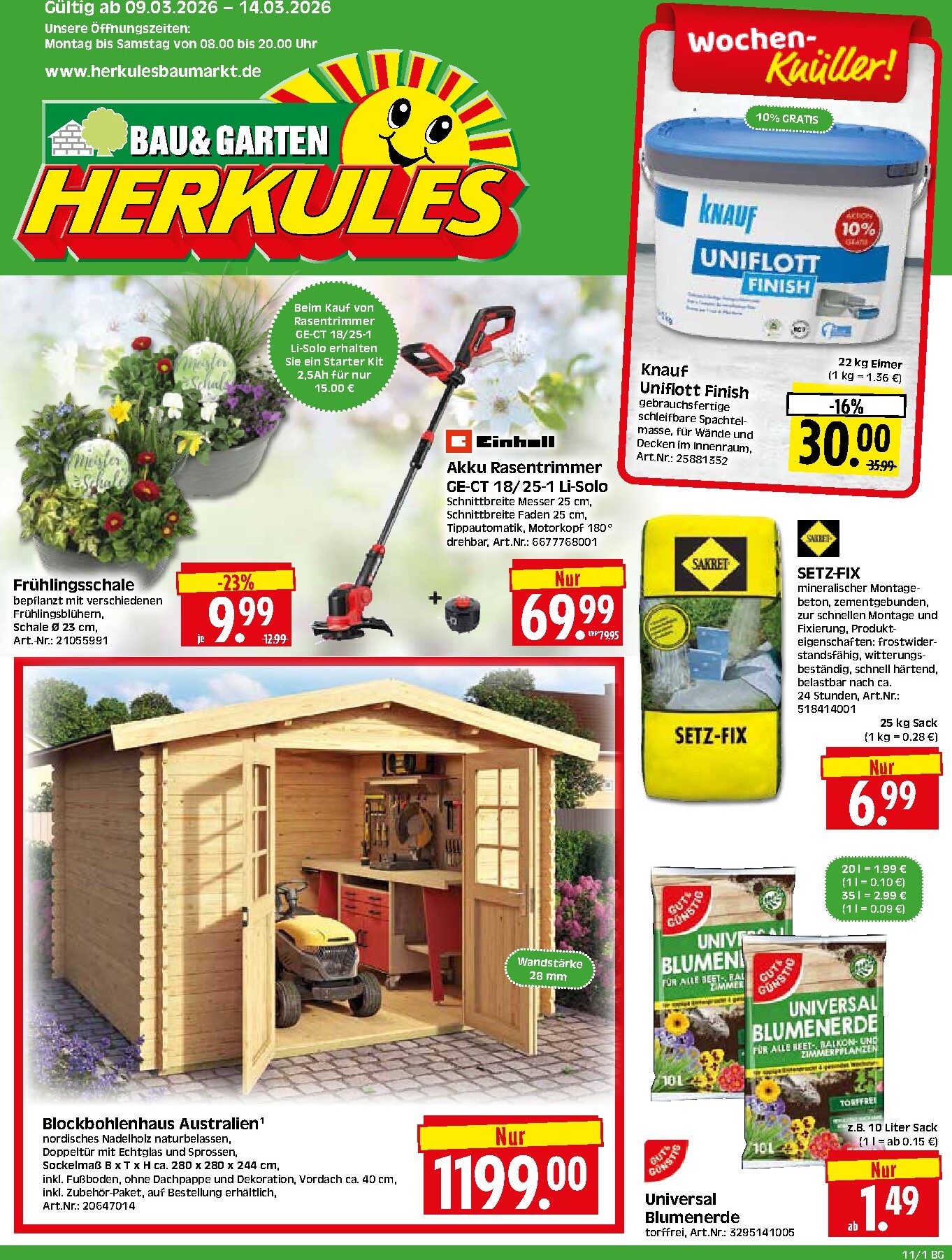 herkules - Herkules - Bau & Garten-Prospekt gültig vom 09.03.2026 bis 14.03.2026 - page: 1
