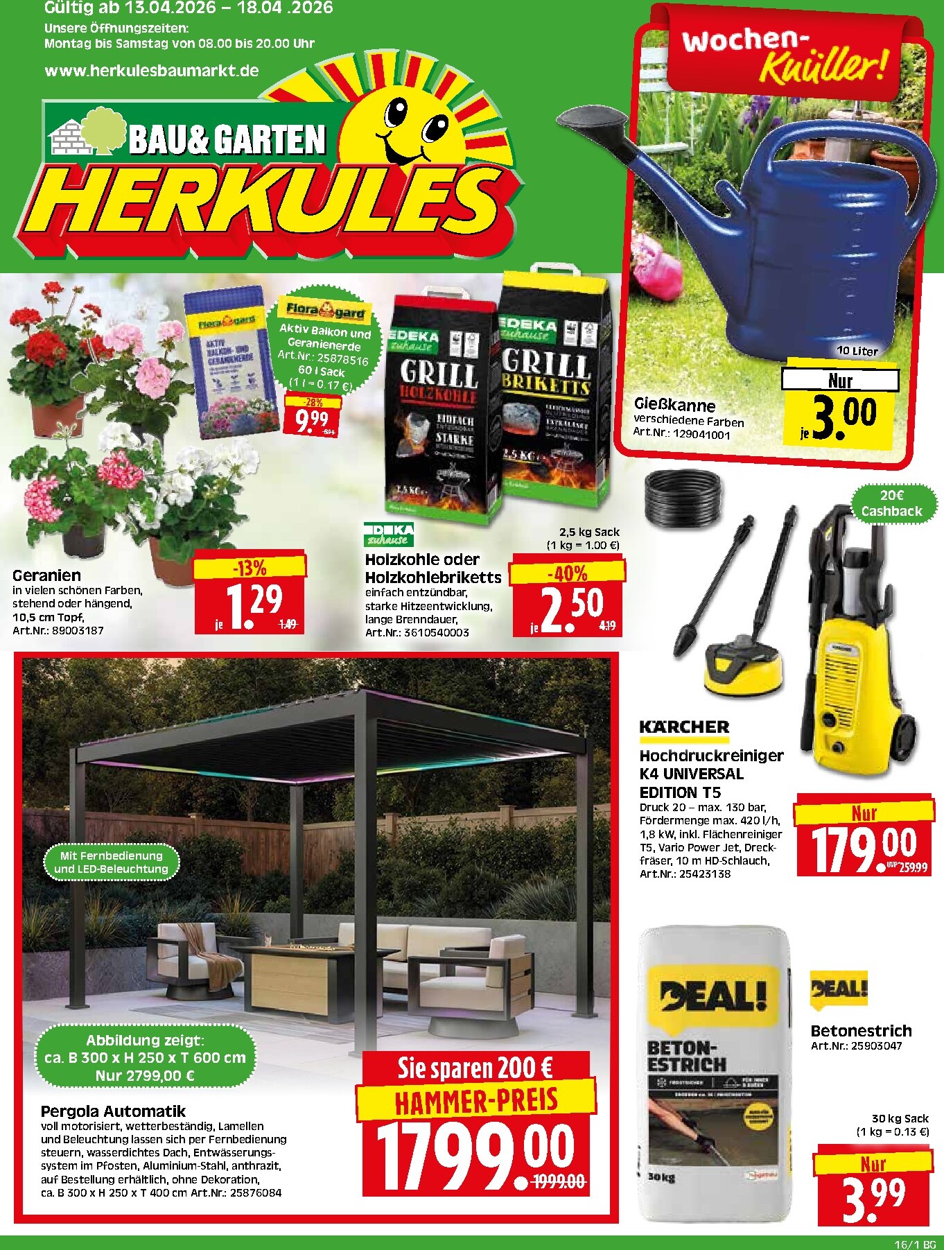 herkules - Herkules - Bau & Garten Prospekt nächste Woche – von Montag 13.04.2026 bis Samstag 18.04.2026