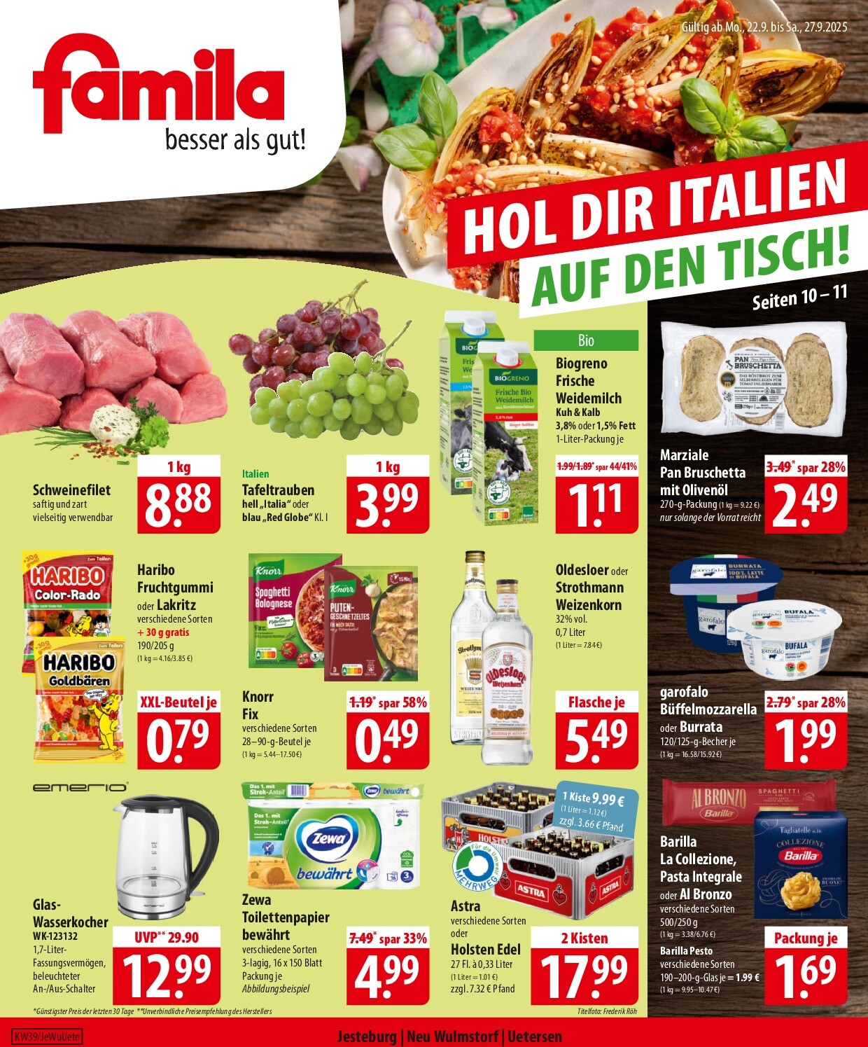 famila-nordost - Famila Nordost-Prospekt gültig vom 22.09. bis 27.09. - page: 1
