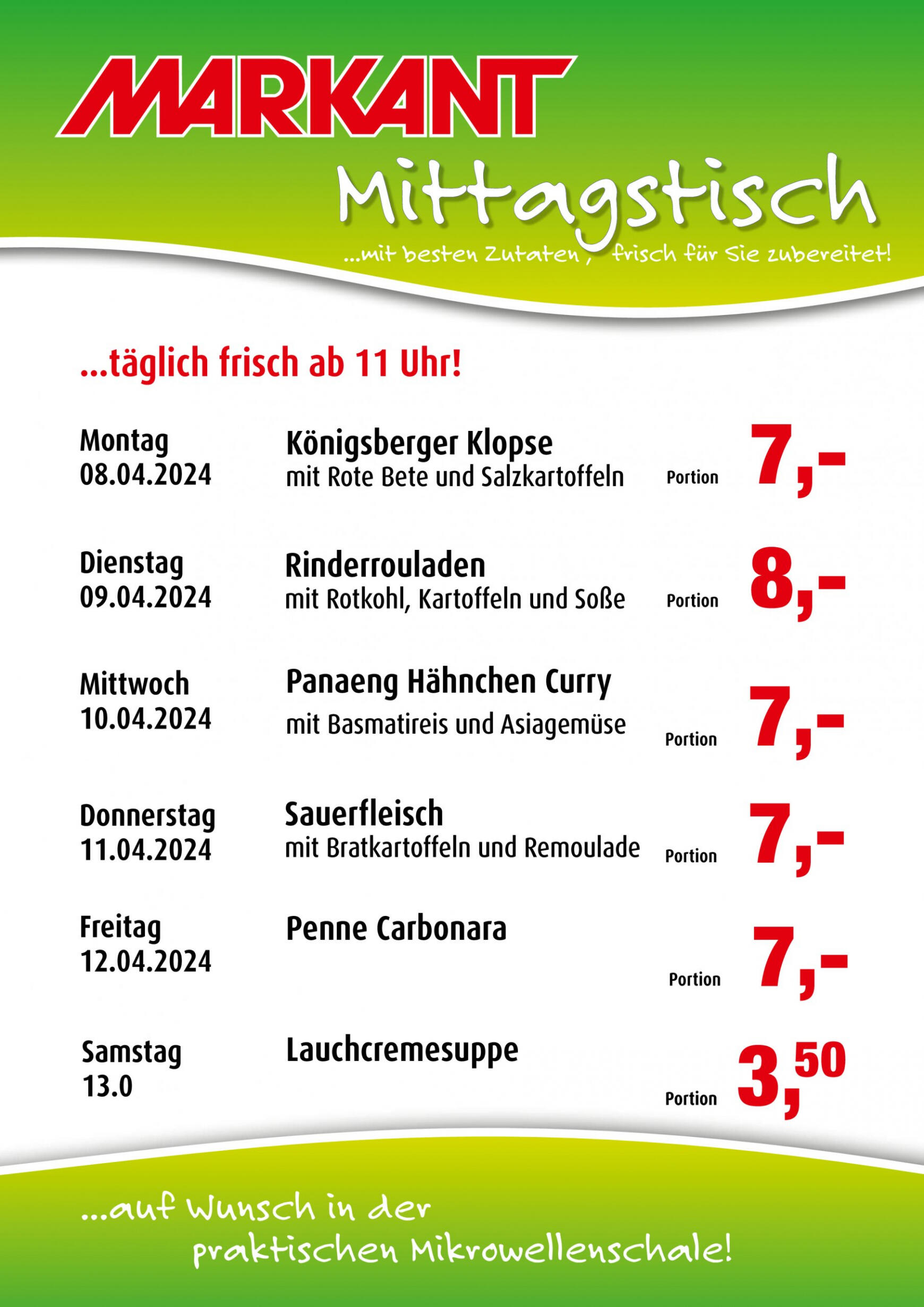 markant-freu-dich-drauf - Flyer Markant Freu Dich Drauf - Mittagstisch aktuell 08.04. - 13.04. - page: 1