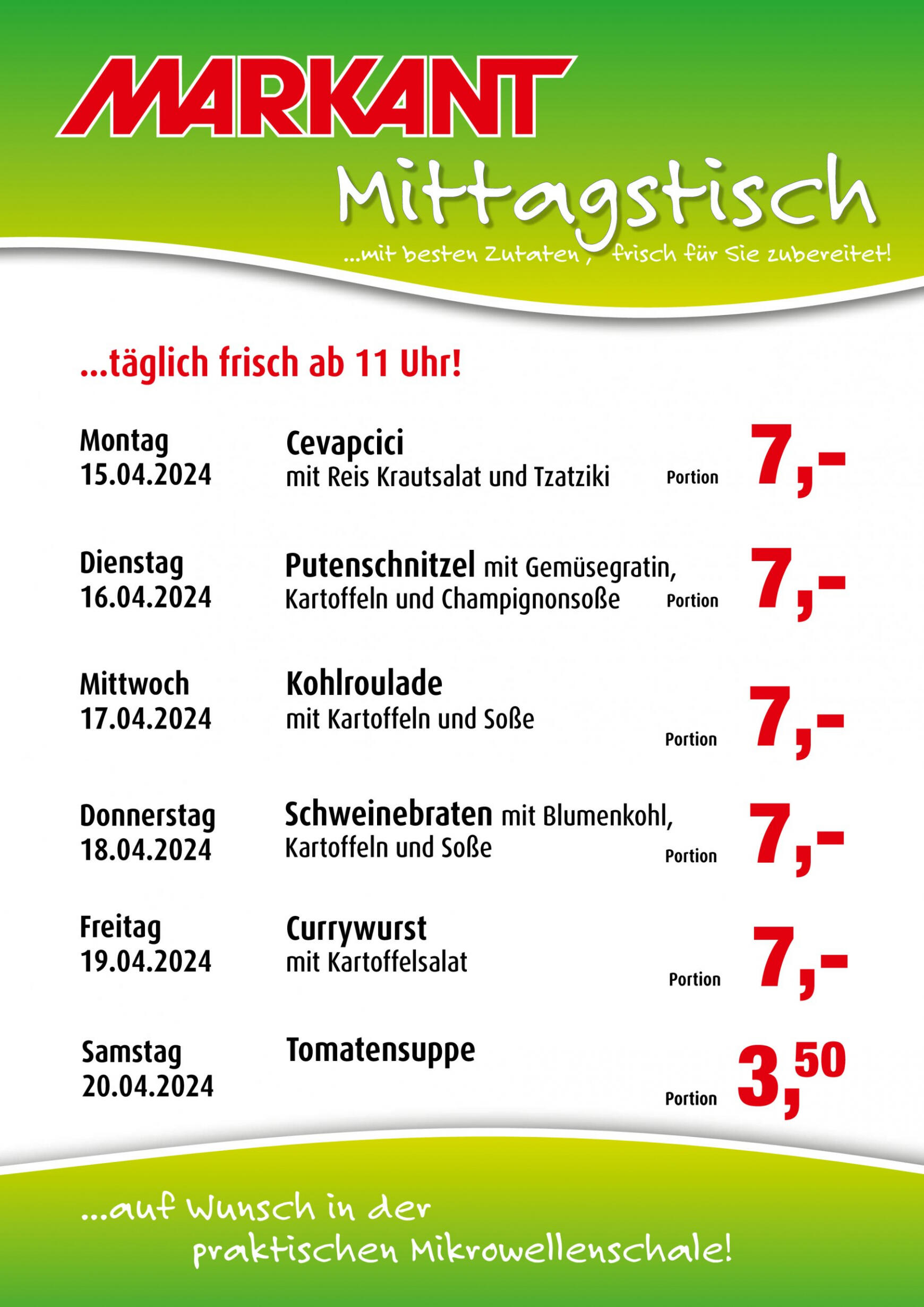 markant-freu-dich-drauf - Flyer Markant Freu Dich Drauf - Mittagstisch aktuell 15.04. - 20.04.