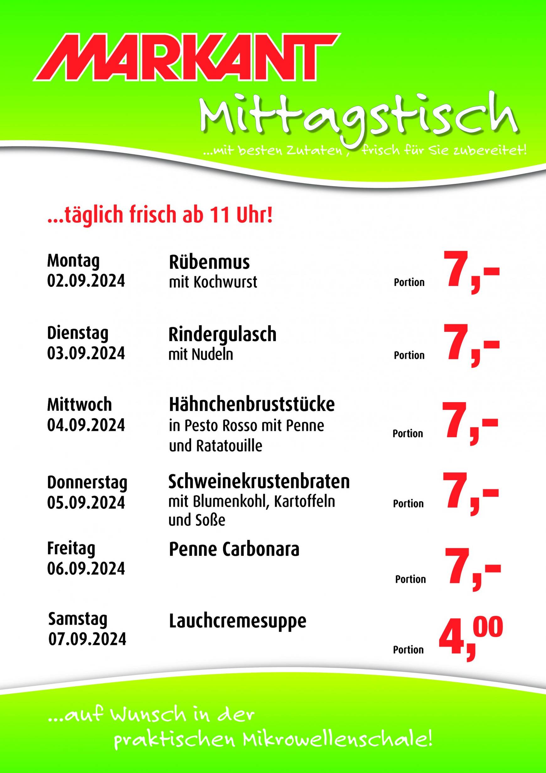 markant-freu-dich-drauf - Markant Freu Dich Drauf - Mittagstisch-Prospekt gültig ab 02.09. - 07.09.