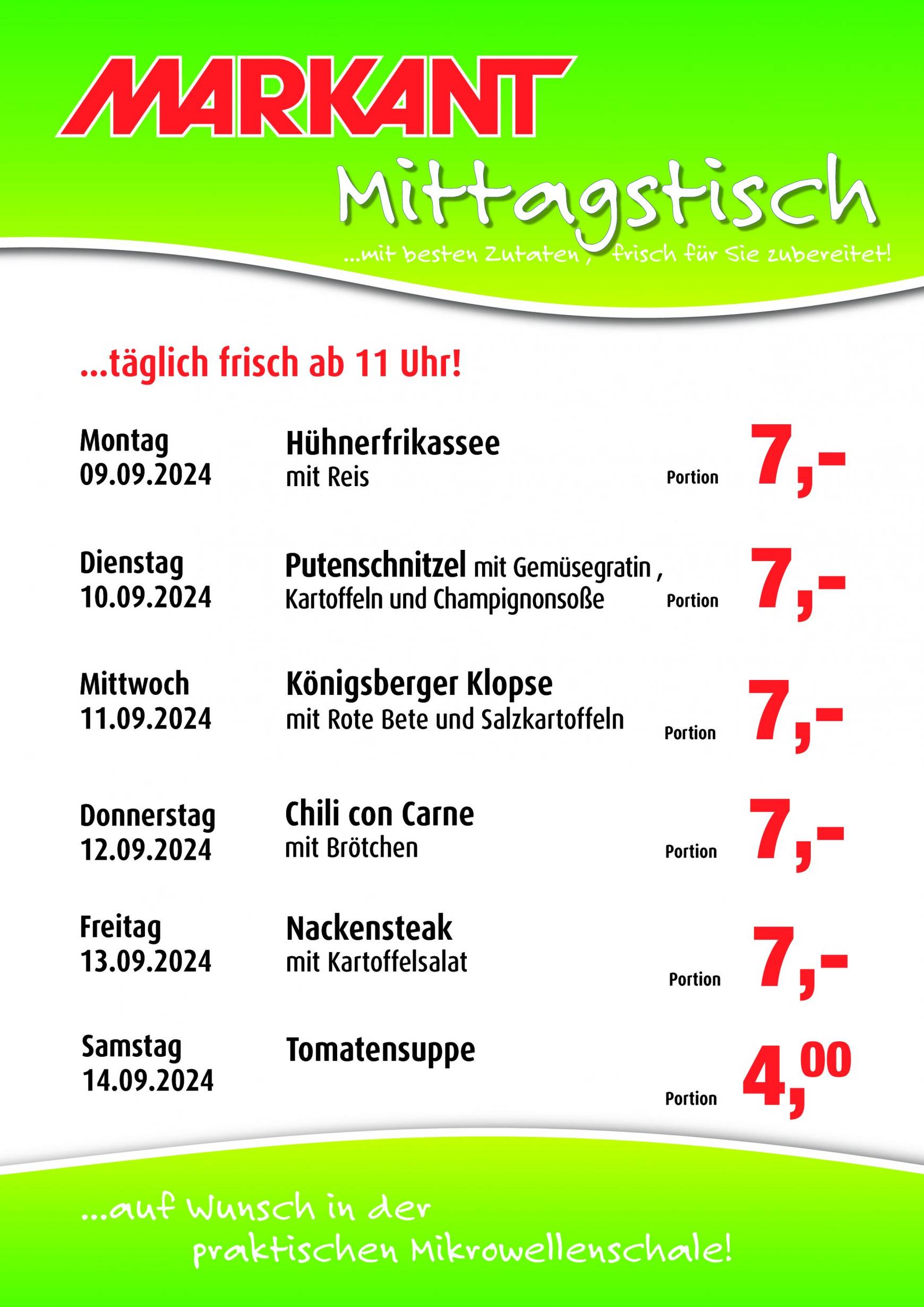 markant-freu-dich-drauf - Markant Freu Dich Drauf - Mittagstisch-Prospekt gültig ab 09.09. - 14.09. - page: 1