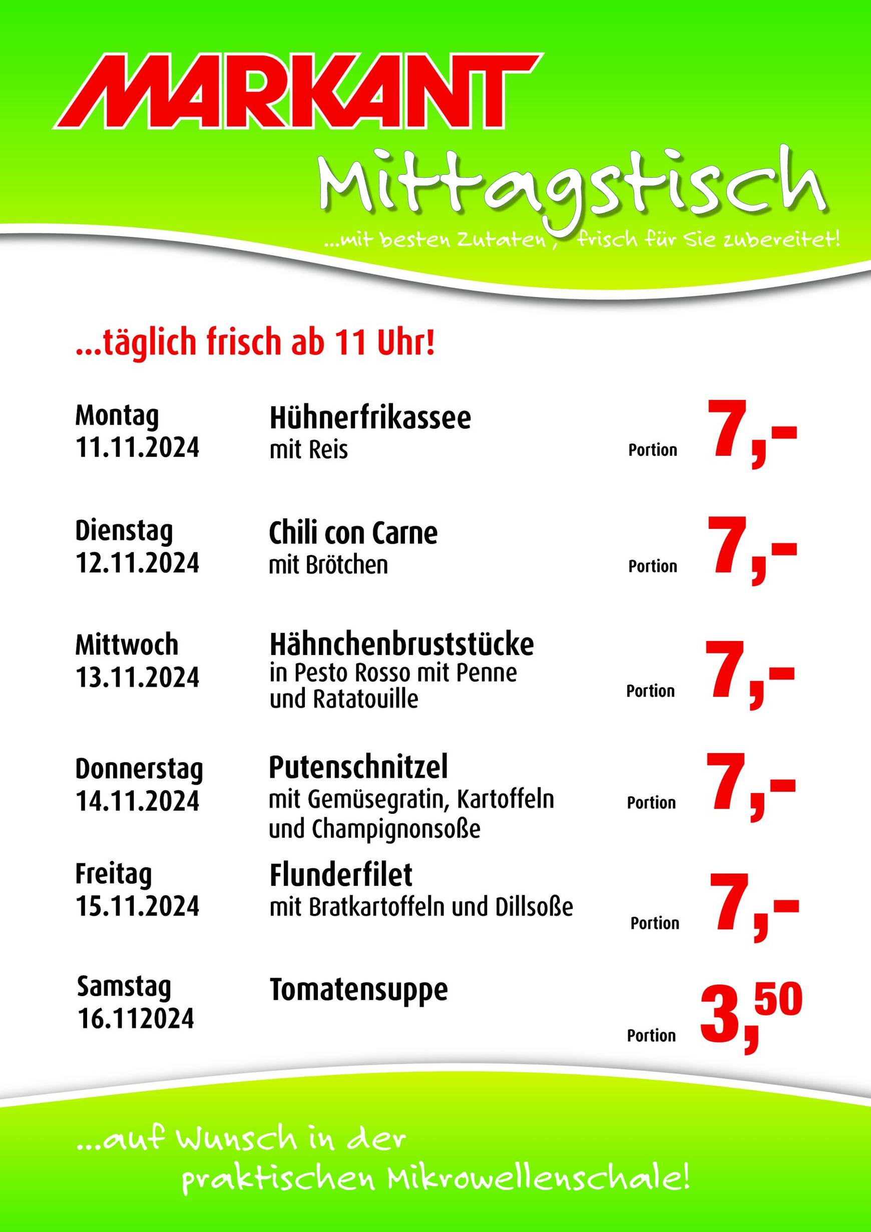 markant-freu-dich-drauf - Markant Freu Dich Drauf - Mittagstisch-Prospekt gültig von 11.11. bis 16.11.