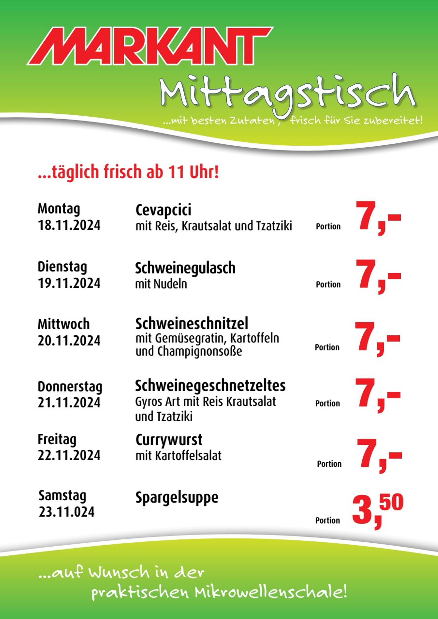 markant-freu-dich-drauf - Markant Freu Dich Drauf - Mittagstisch-Prospekt gültig von 18.11. bis 23.11.