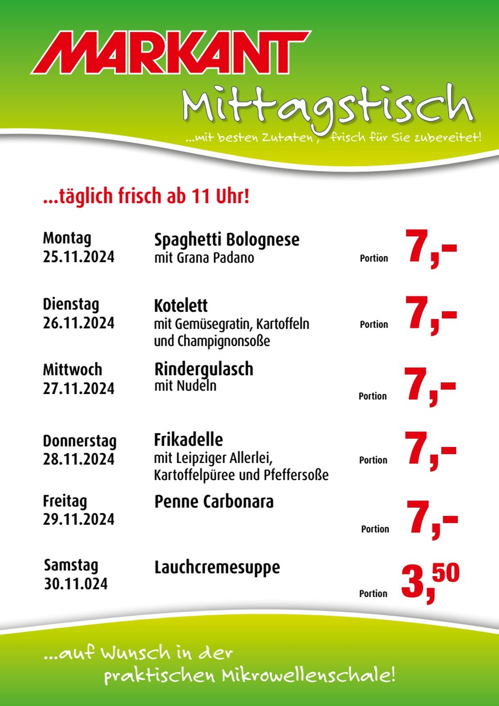 markant-freu-dich-drauf - Markant Freu Dich Drauf - Mittagstisch-Prospekt gültig von 25.11. bis 30.11.