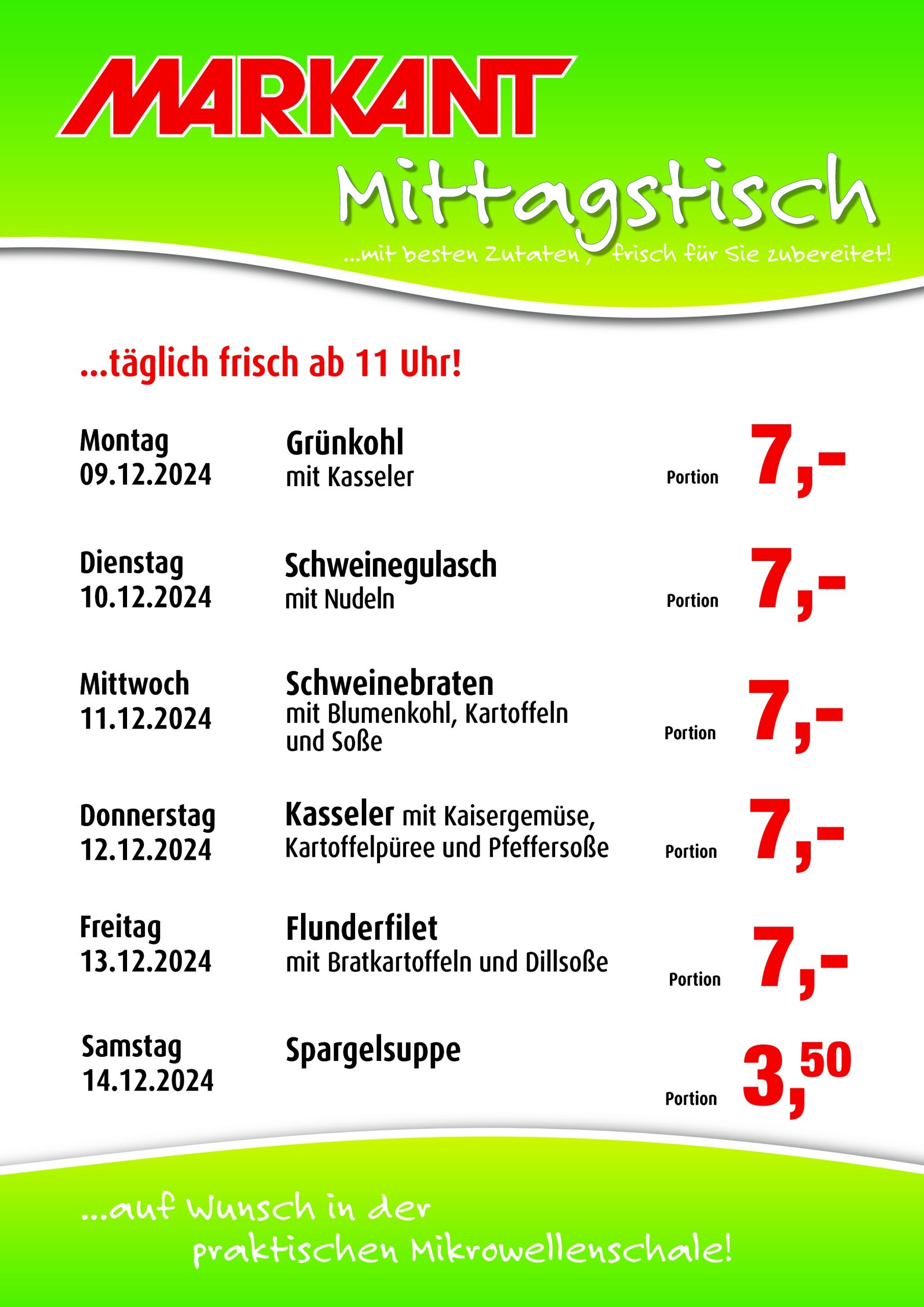 markant-freu-dich-drauf - Markant Freu Dich Drauf - Mittagstisch-Prospekt gültig von 09.12. bis 14.12.