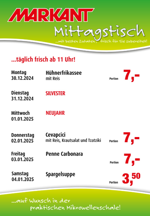 markant-freu-dich-drauf - Markant Freu Dich Drauf - Mittagstisch-Prospekt gültig von 30.12. bis 04.01.