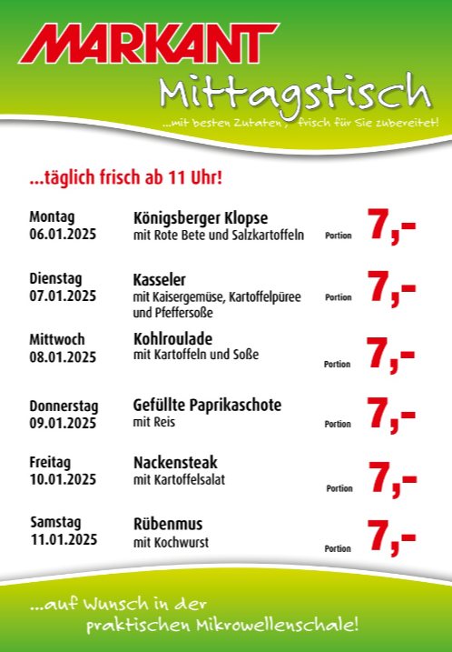 markant-freu-dich-drauf - Markant Freu Dich Drauf - Mittagstisch-Prospekt gültig von 06.01. bis 11.01.