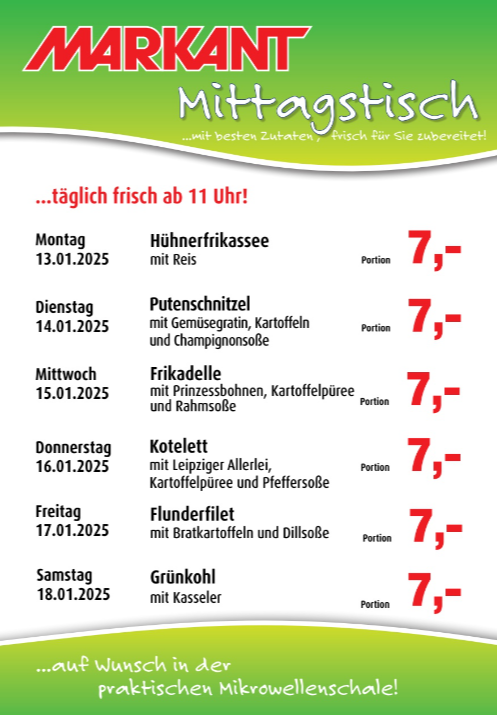 markant-freu-dich-drauf - Markant Freu Dich Drauf - Mittagstisch-Prospekt gültig von 13.01. bis 18.01.