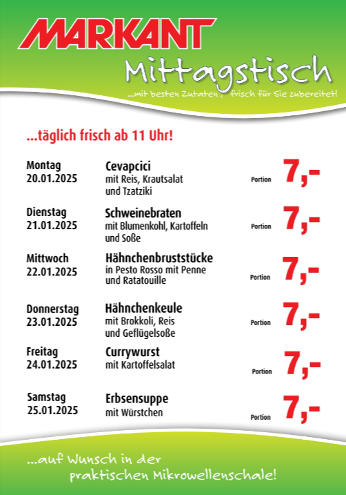 markant-freu-dich-drauf - Markant Freu Dich Drauf - Mittagstisch-Prospekt gültig von 20.01. bis 25.01.