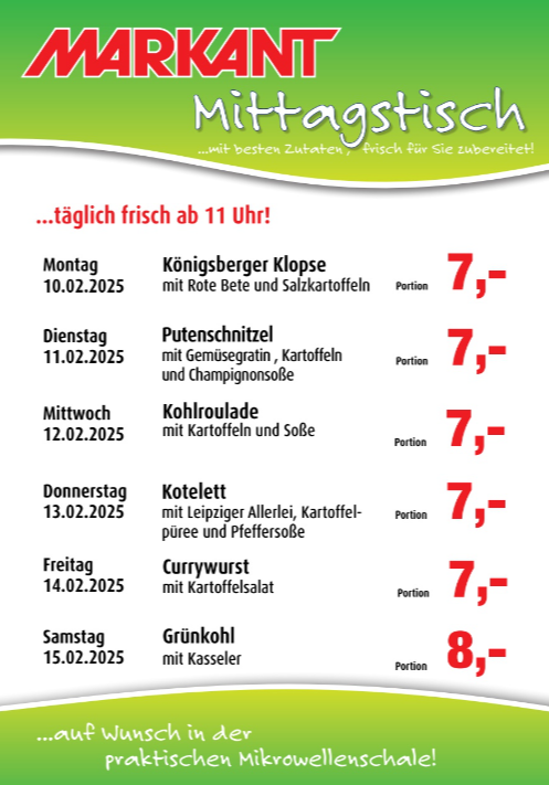 markant-freu-dich-drauf - Markant Freu Dich Drauf - Mittagstisch-Prospekt gültig von 10.02. bis 15.02.