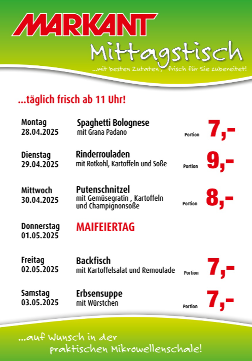 markant-freu-dich-drauf - Markant Freu Dich Drauf - Mittagstisch-Prospekt gültig von 28.04. bis 03.05.