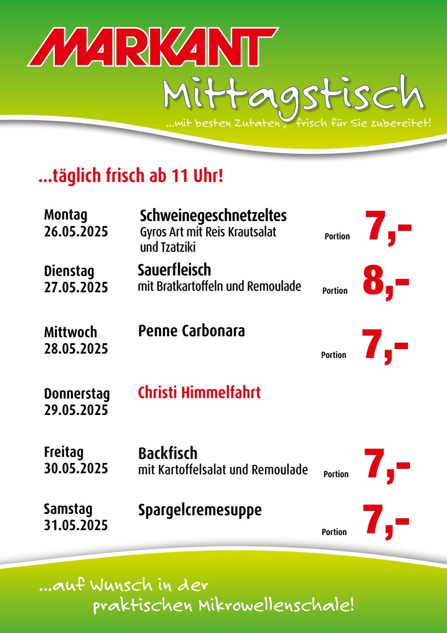 markant-freu-dich-drauf - Markant Freu Dich Drauf - Mittagstisch-Prospekt gültig von 26.05. bis 31.05.