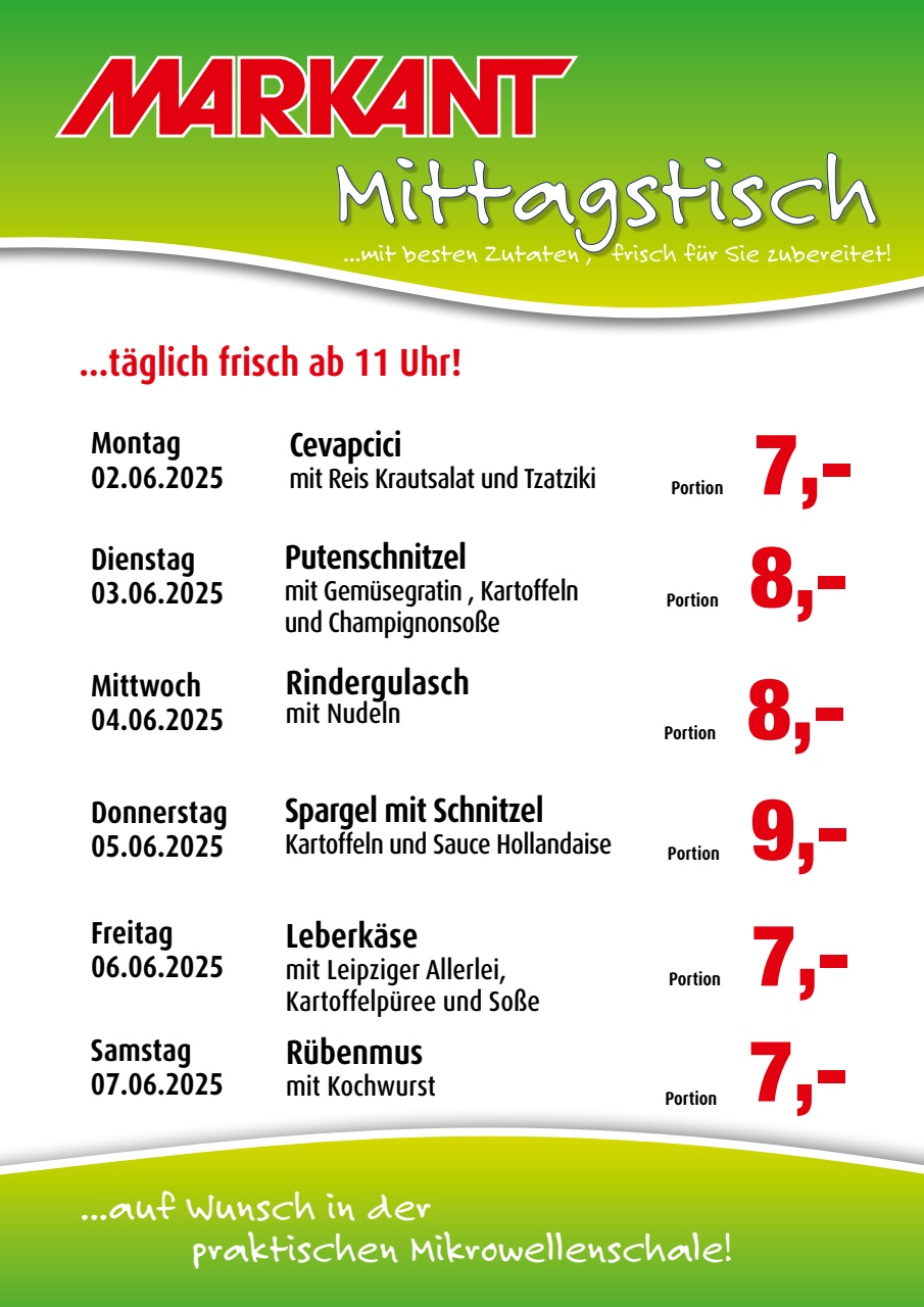 markant-freu-dich-drauf - Markant Freu Dich Drauf - Mittagstisch-Prospekt gültig von 02.06. bis 07.06.