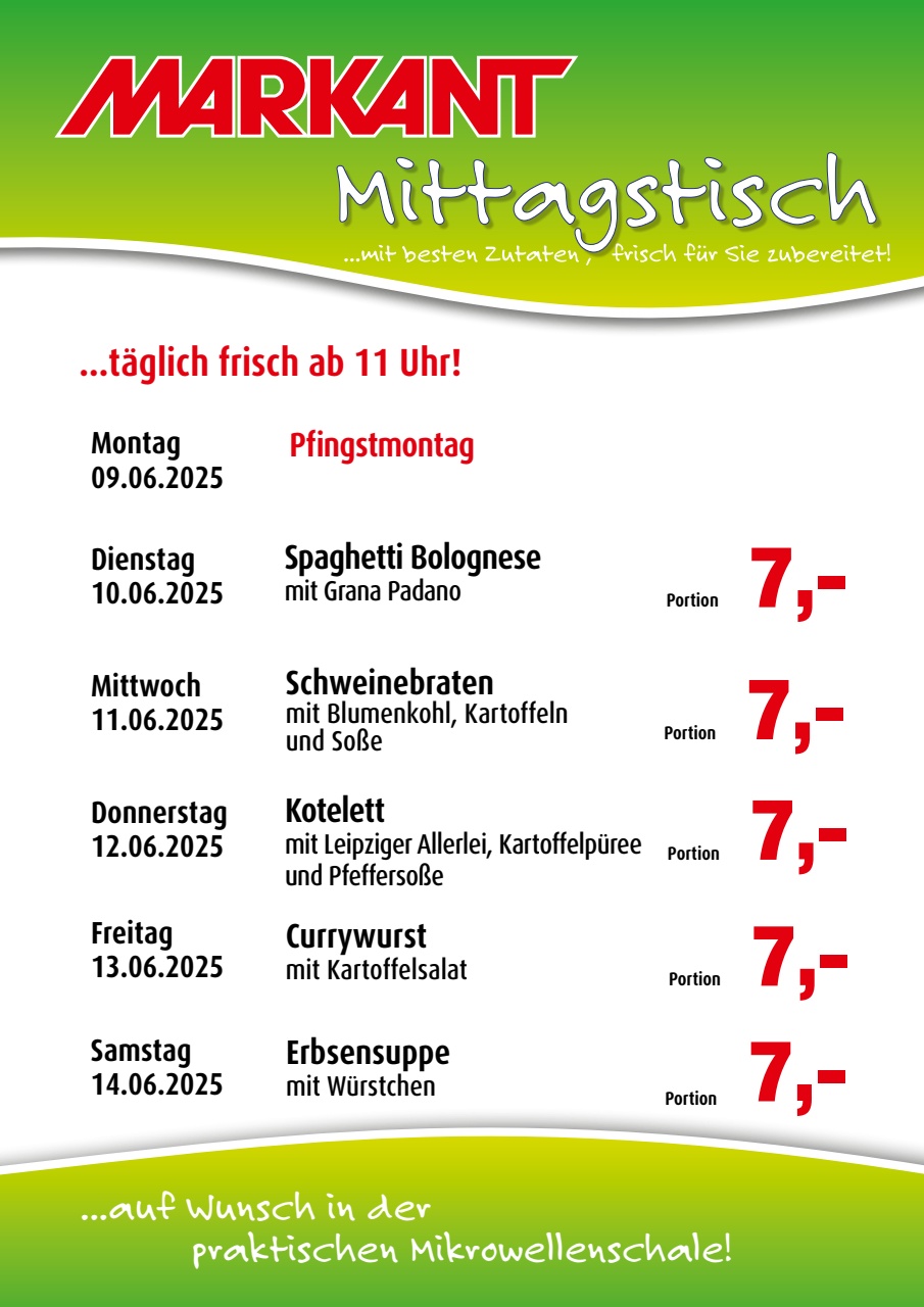 markant-freu-dich-drauf - Markant Freu Dich Drauf - Mittagstisch-Prospekt gültig vom 09.06. bis 14.06.