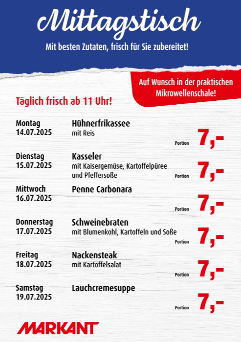 markant-freu-dich-drauf - Markant Freu Dich Drauf - Mittagstisch-Prospekt gültig vom 14.07. bis 19.07.